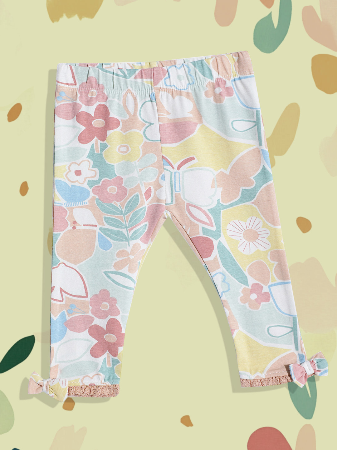 mothercare Girls Floral Print Leggings With Bow Detail