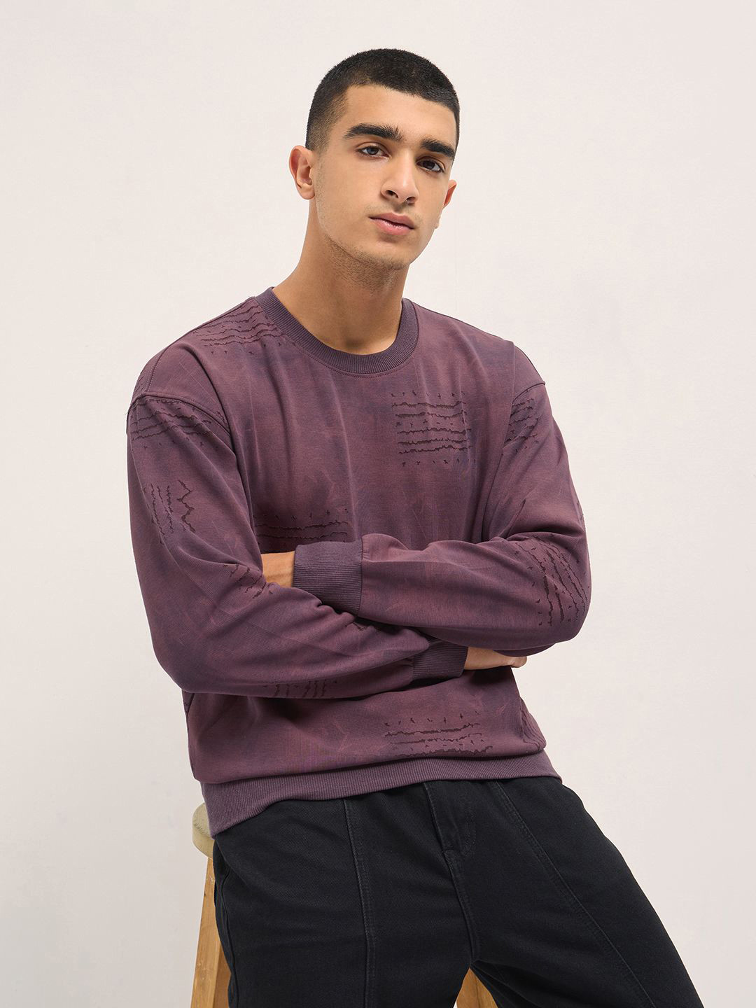 THE BEAR HOUSE Self Design Crew Neck Relax Fit Tshirt
