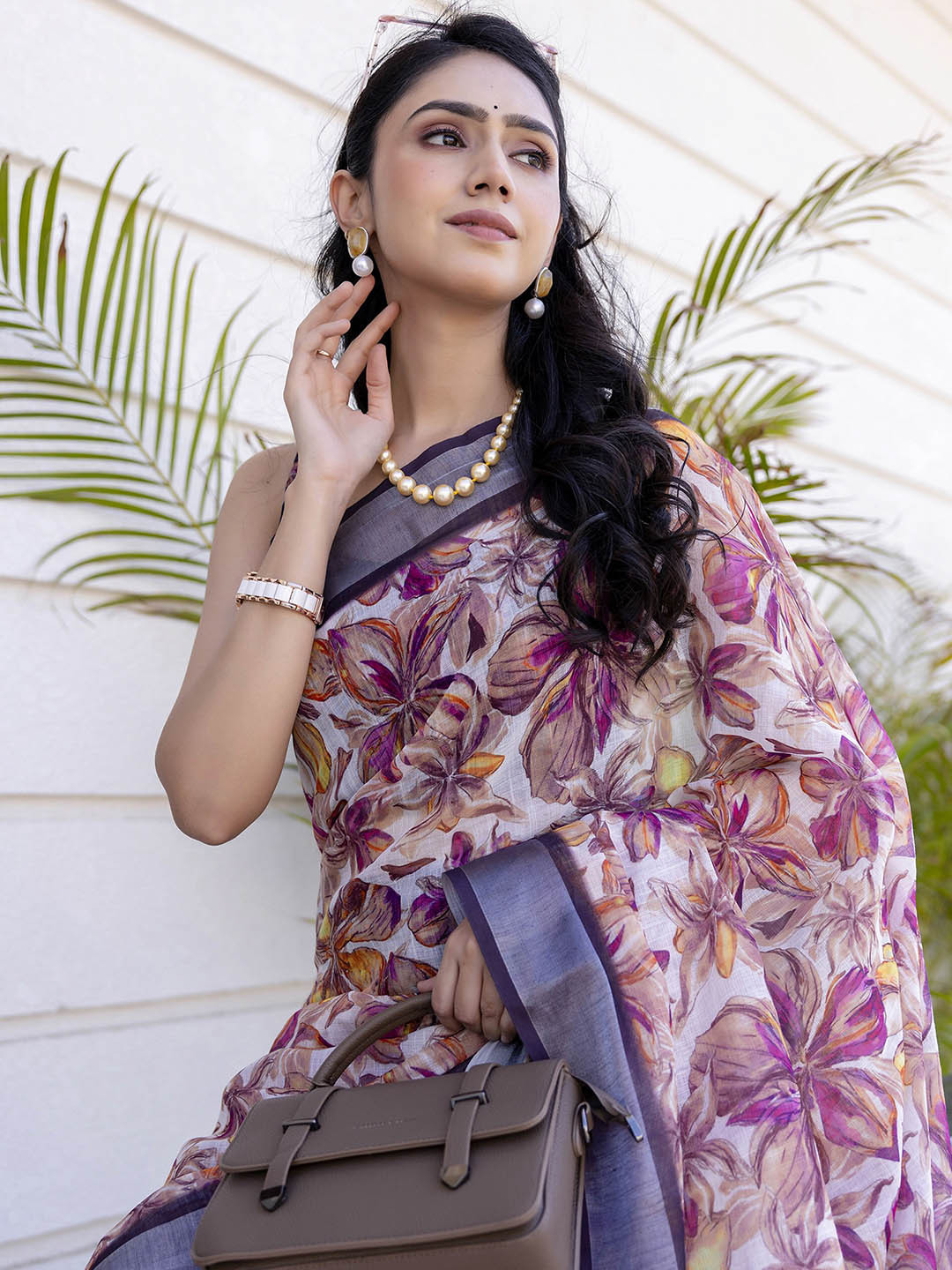 Satrani Floral Printed Ready to Wear Saree