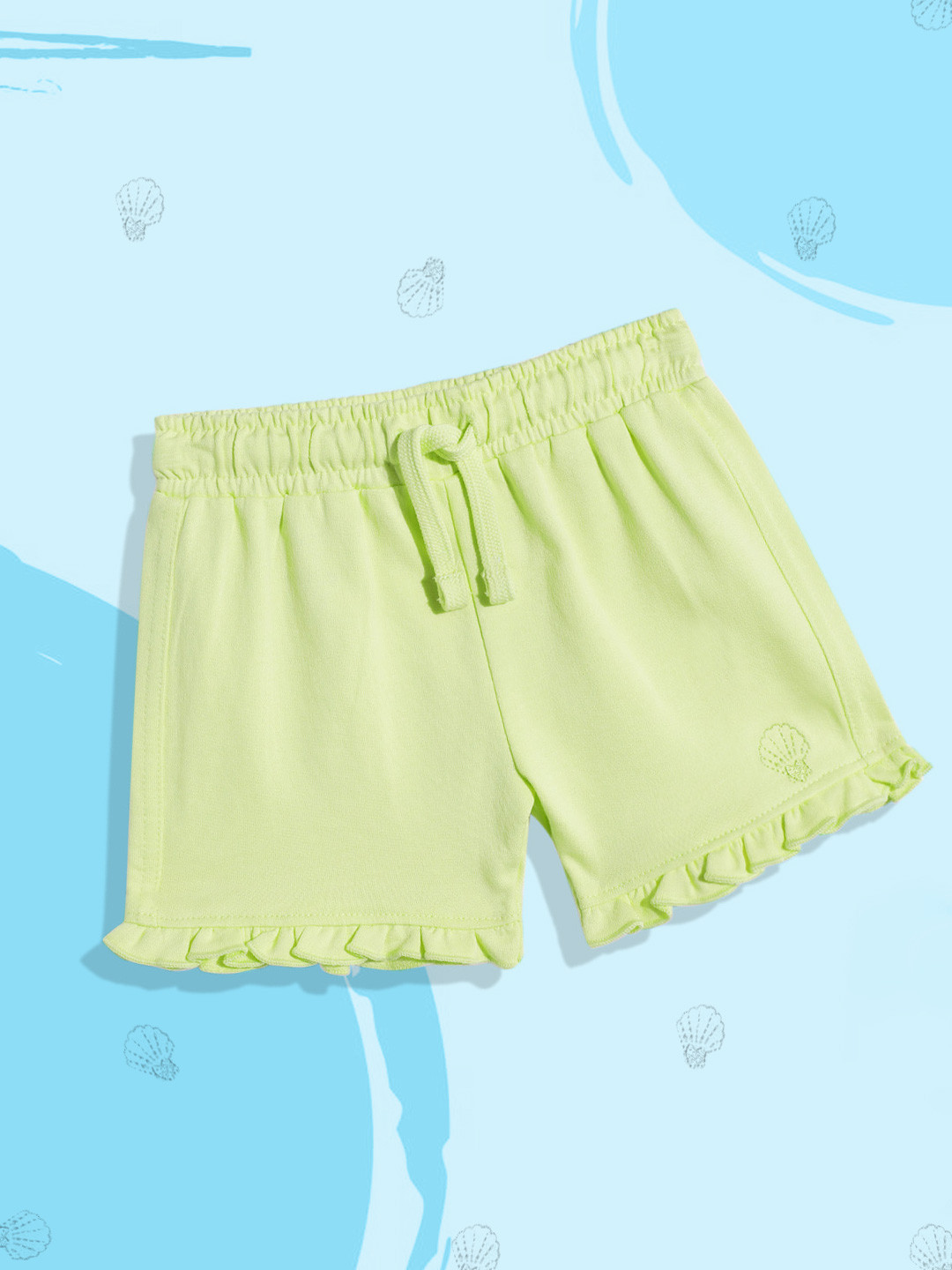mothercare Girls Solid Ruffle Detail Shorts