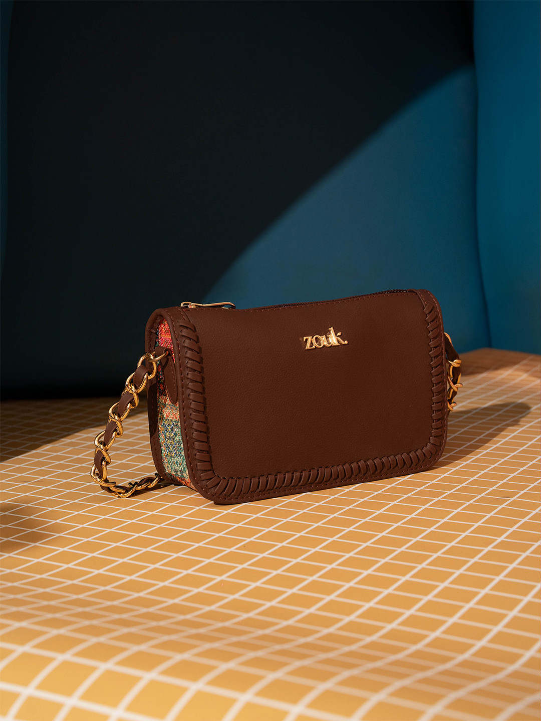 Alt by Zouk  Women Aalya Kutch Gamthi Textured Baguette Sling Bag