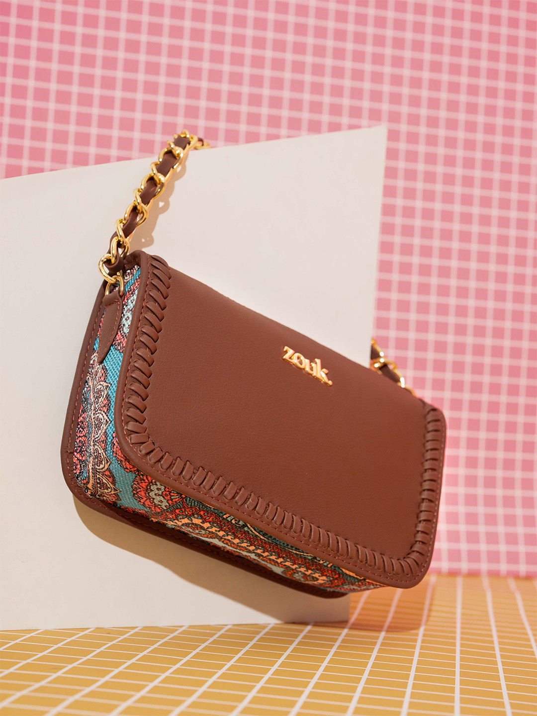 Alt by Zouk  Mandala Printed Baguette Handheld Bag