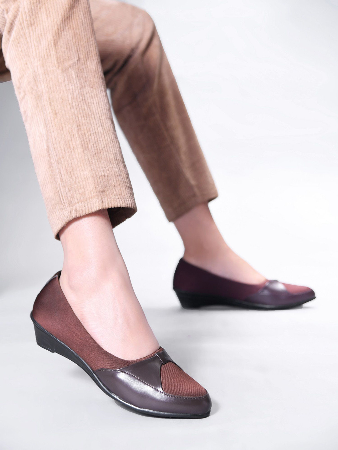 TRYME Wedge Slip On Heel Round Toe Pumps