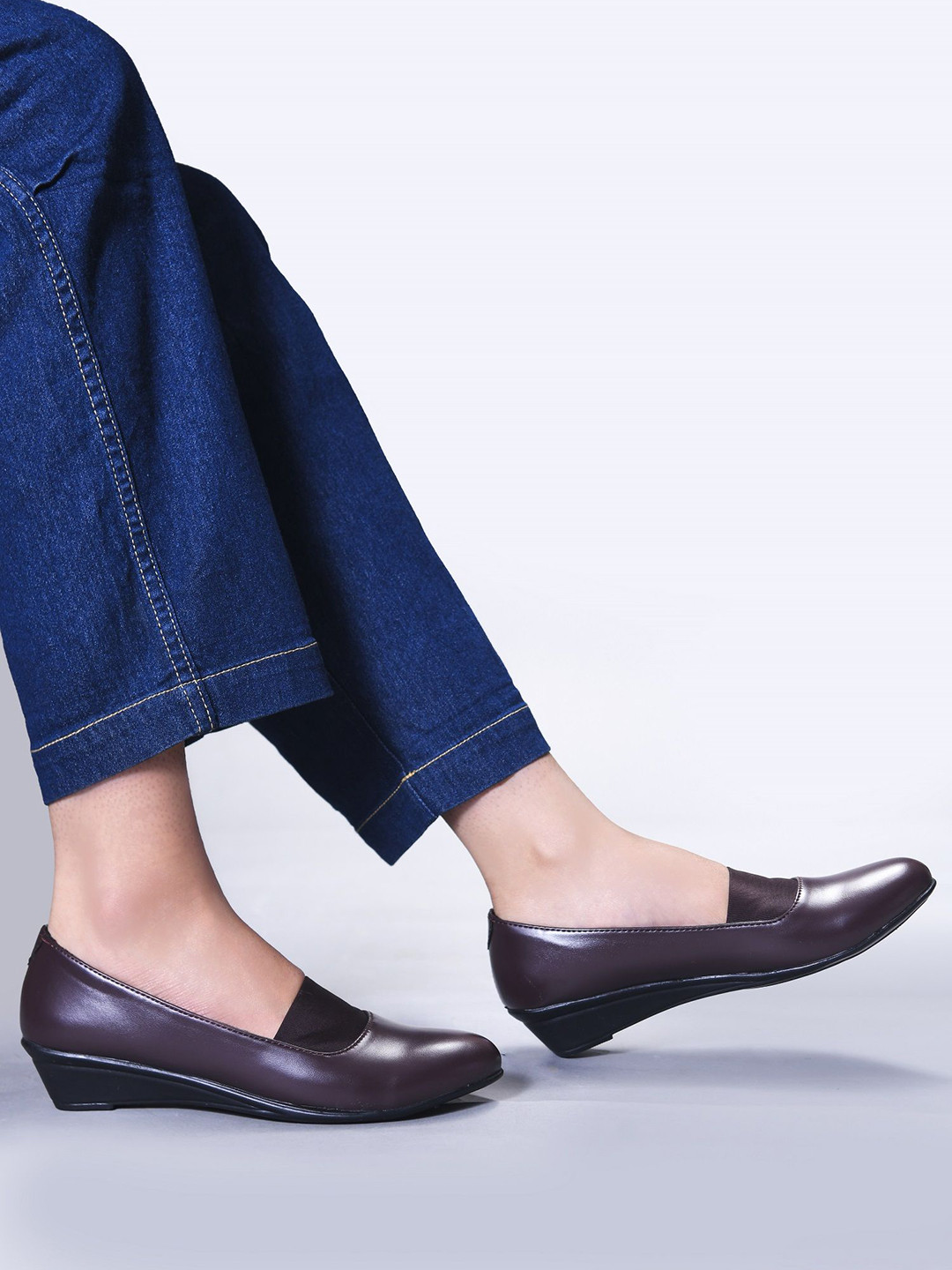 TRYME Women Solid Wedge Heel Lightweight Pumps