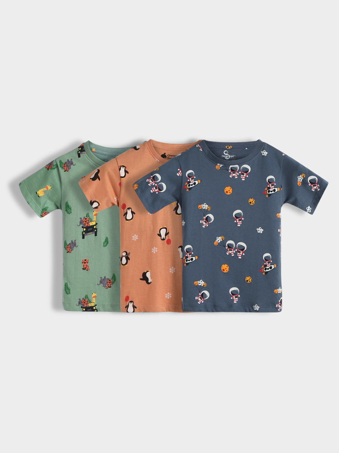 Orange Sugar Kids Pack Of 2 Conversational Printed Round Neck T-shirts Pack of 3