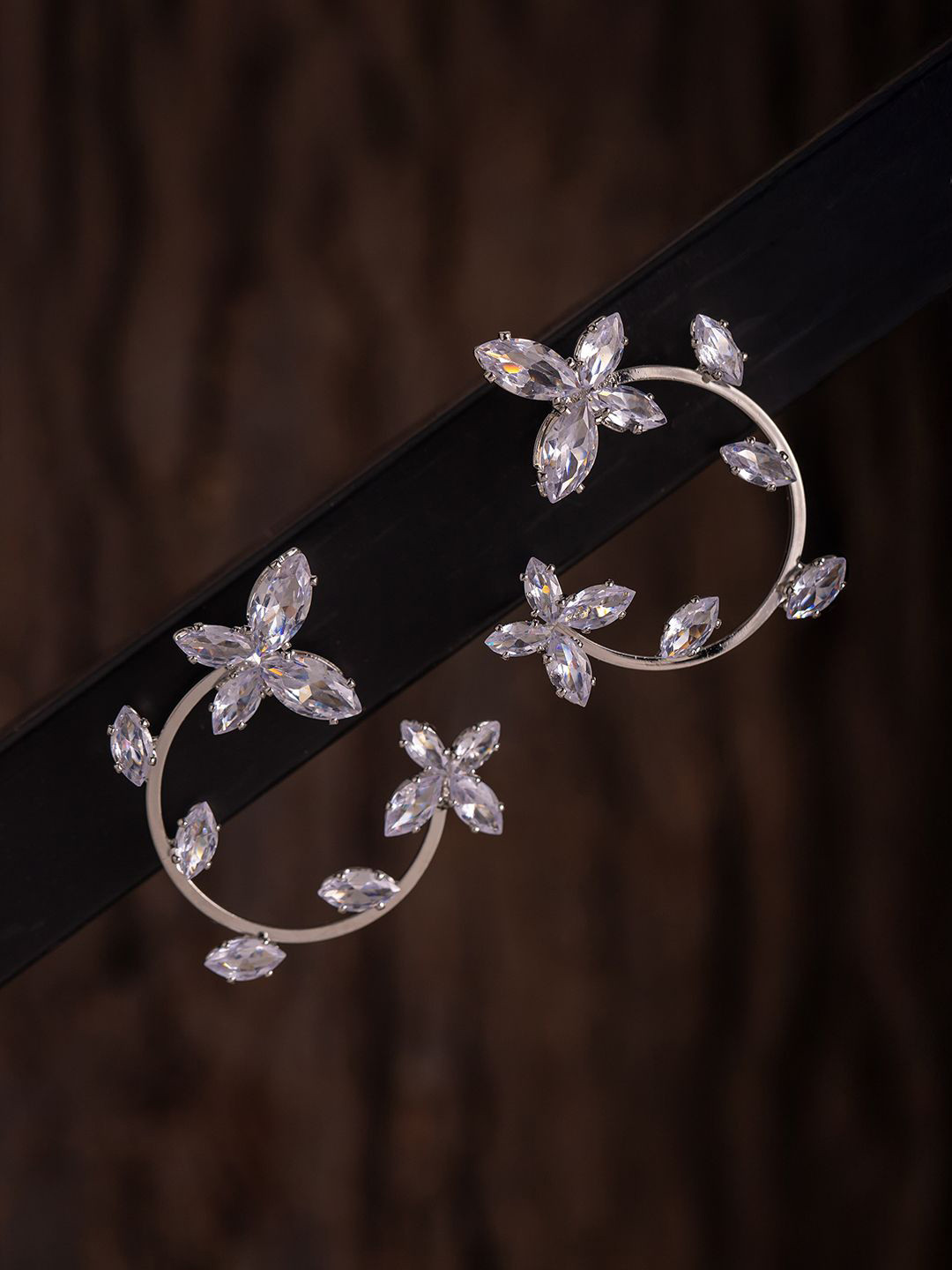 Korean Bling Daisy Dream Crystal Hoop Earrings