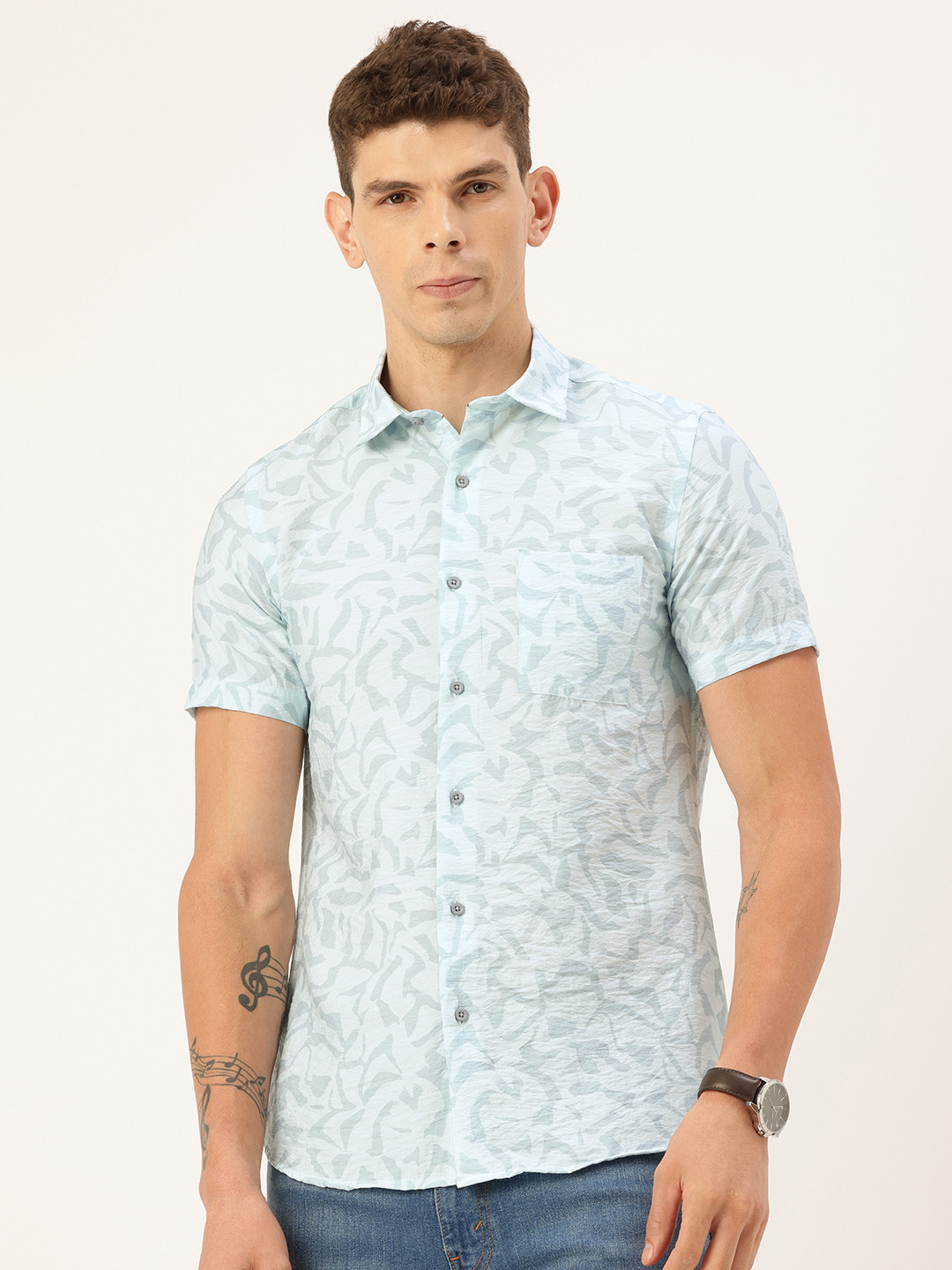 Integriti Slim Fit Abstract Printed Pure Cotton Casual Shirt