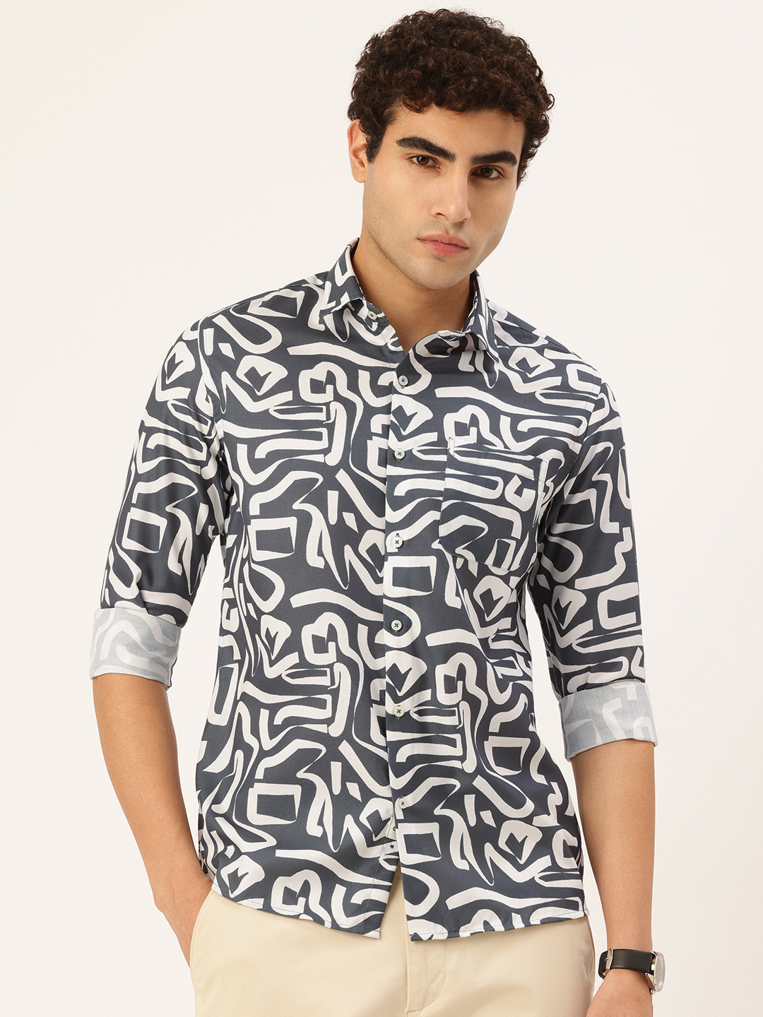Integriti Slim Fit Abstract Printed Casual Shirt