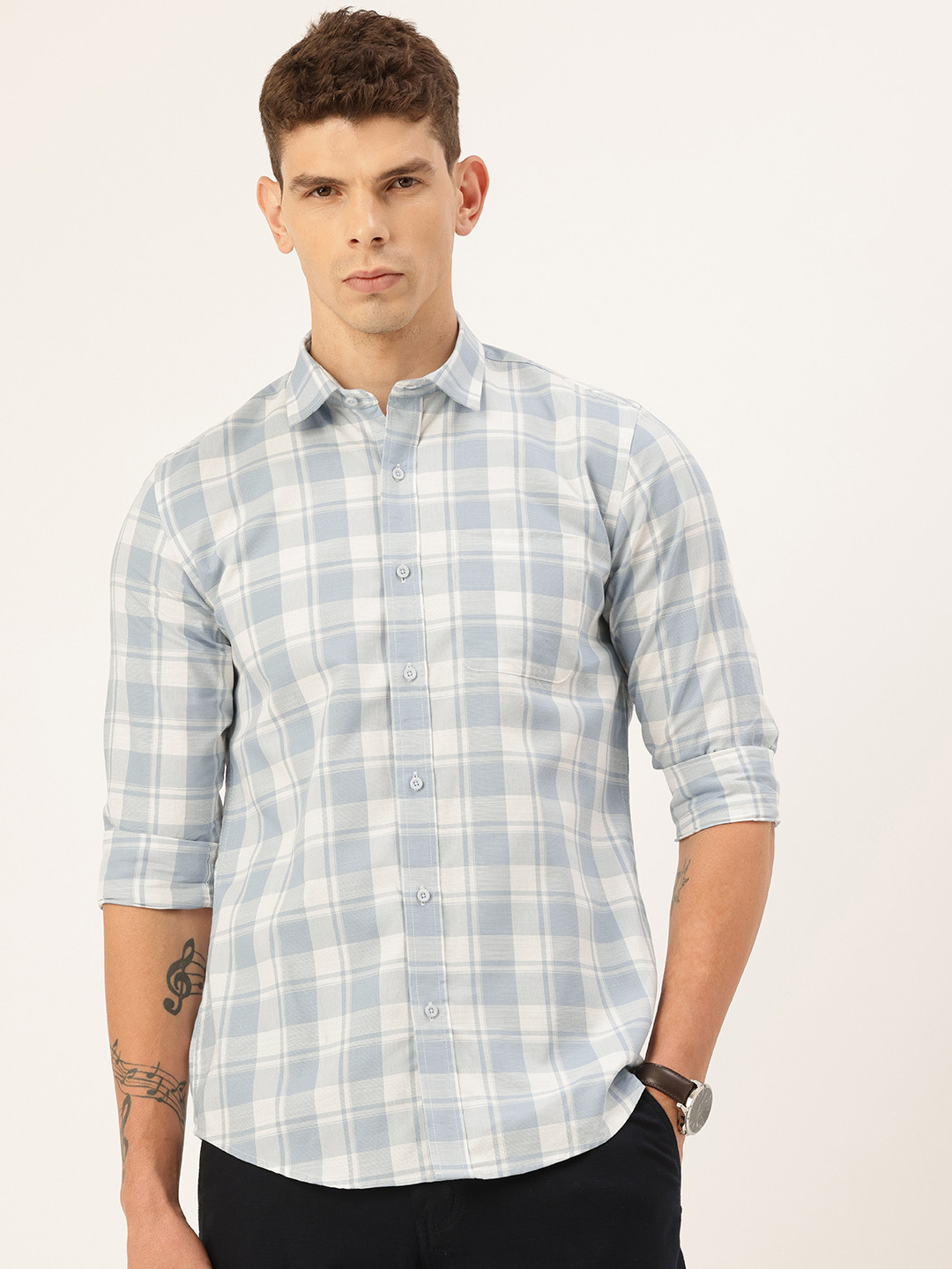 Integriti Pure Cotton Slim Fit Checked Casual Shirt