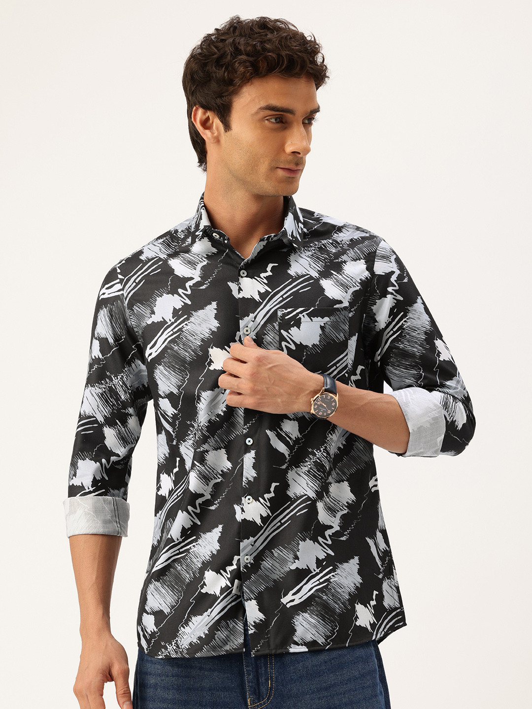 Integriti Slim Fit Abstract Printed Casual Shirt