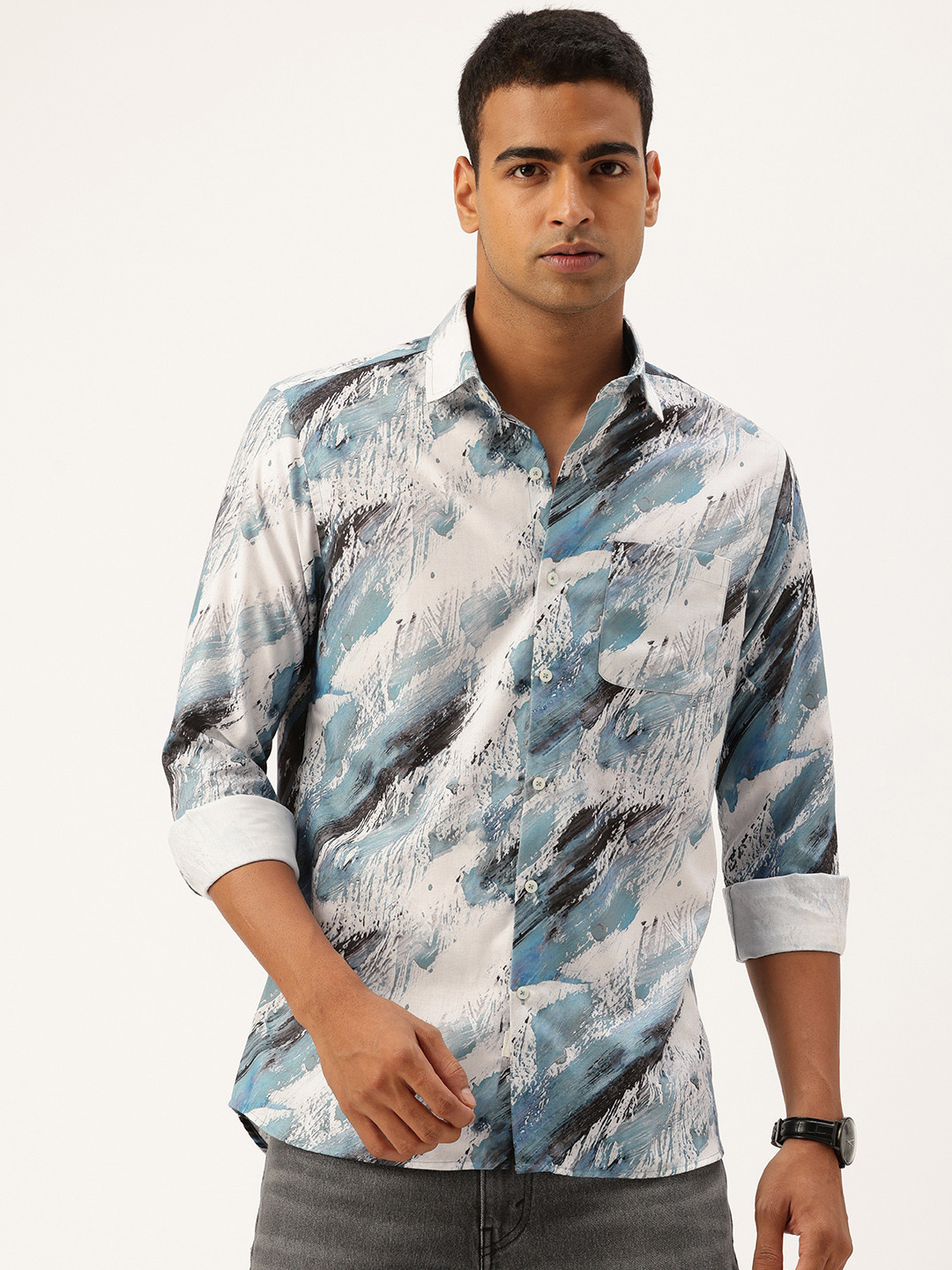 Integriti Slim Fit Abstract Printed Casual Shirt