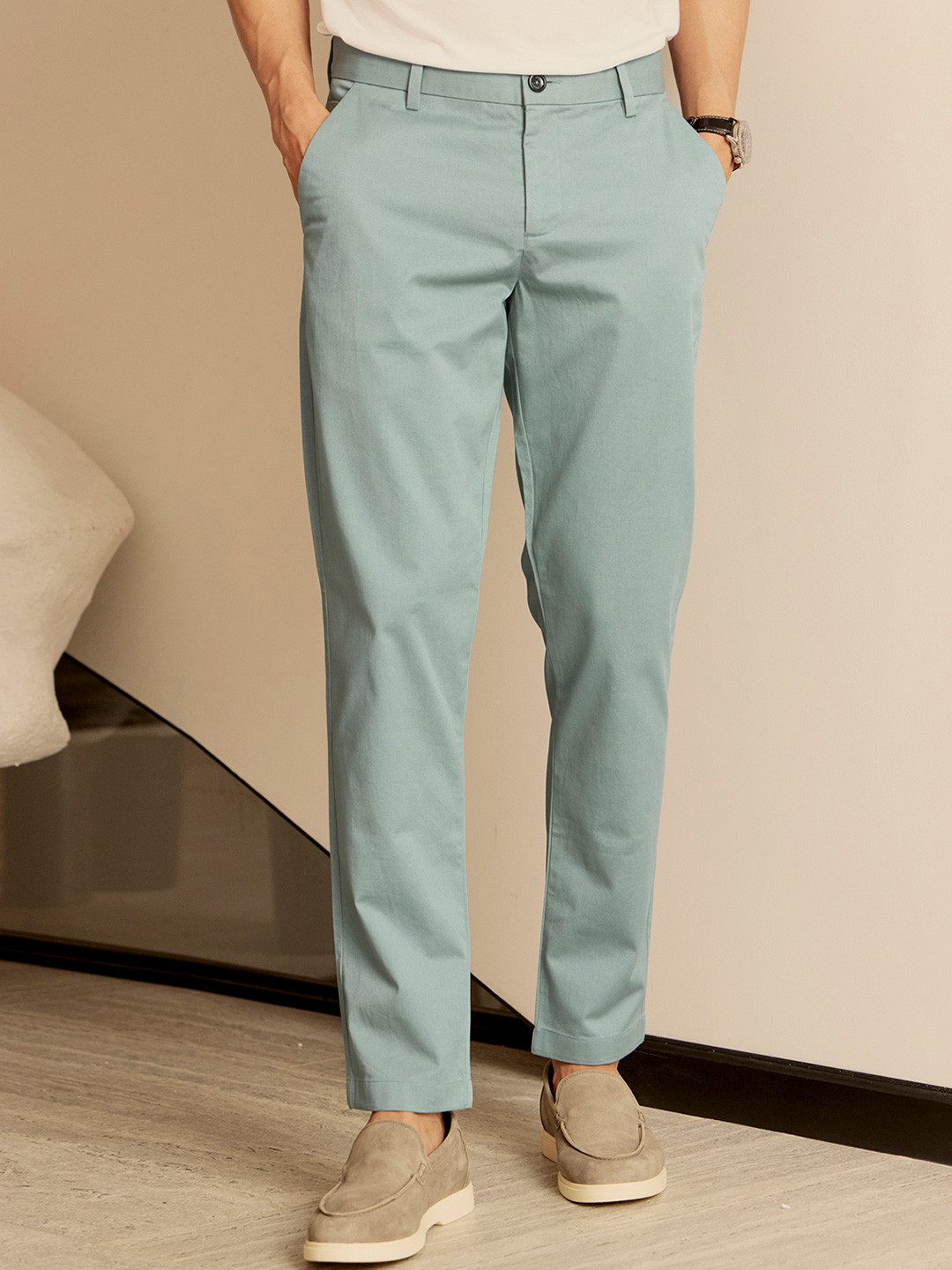 Andamen Men Signature Core Ultra Easy Wash Mid-Rise Cotton Chinos Trouser