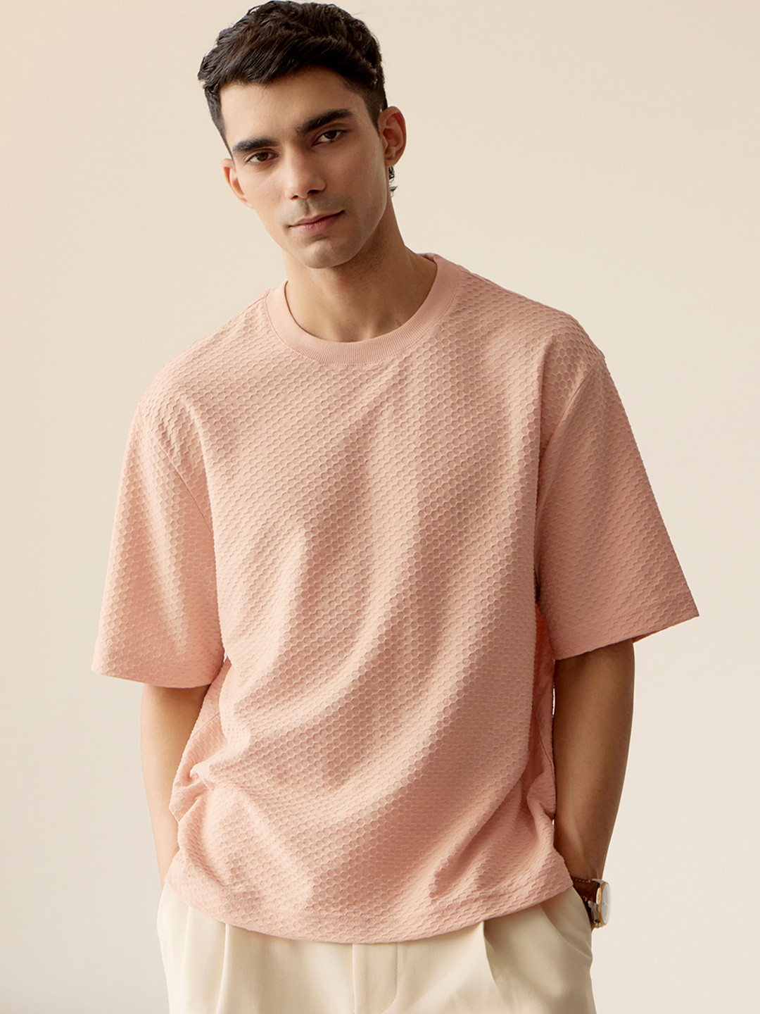 Andamen Signature Core Self Design Relaxed Fit T-shirt