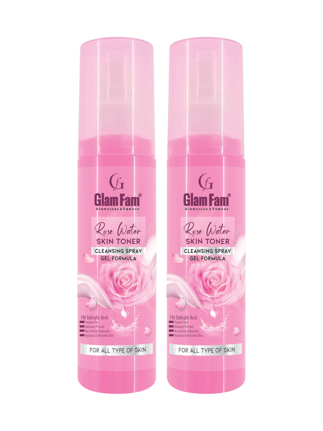 GlamFam Salicylic Acid Rose Water Toner For Skin Hydration - 125 ml