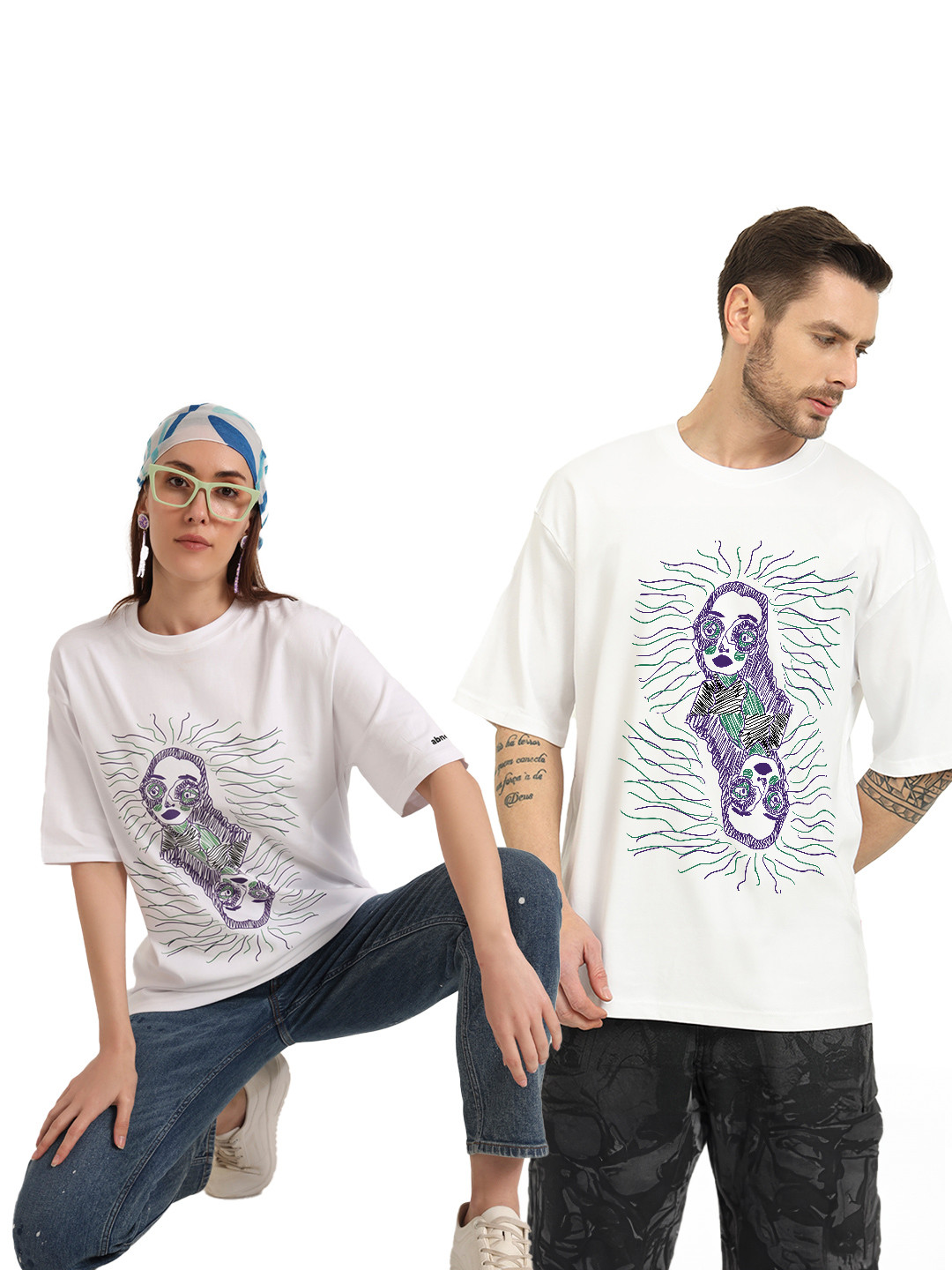 abnorml. Unisex Overthinker Graphic Printed Cotton Oversized T-shirt