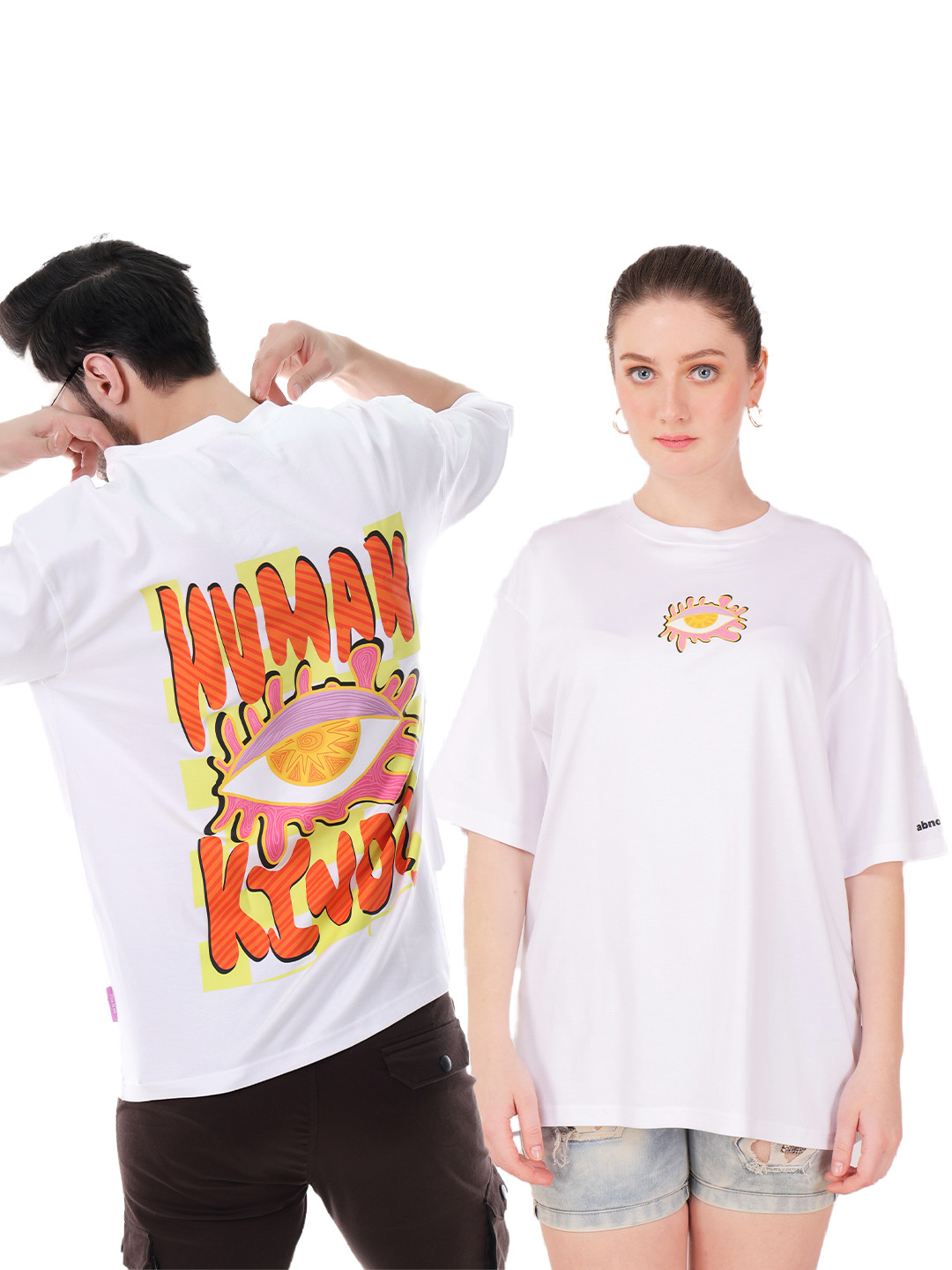 abnorml. Unisex Human Kind Printed Drop Shoulder Sleeves T-shirt