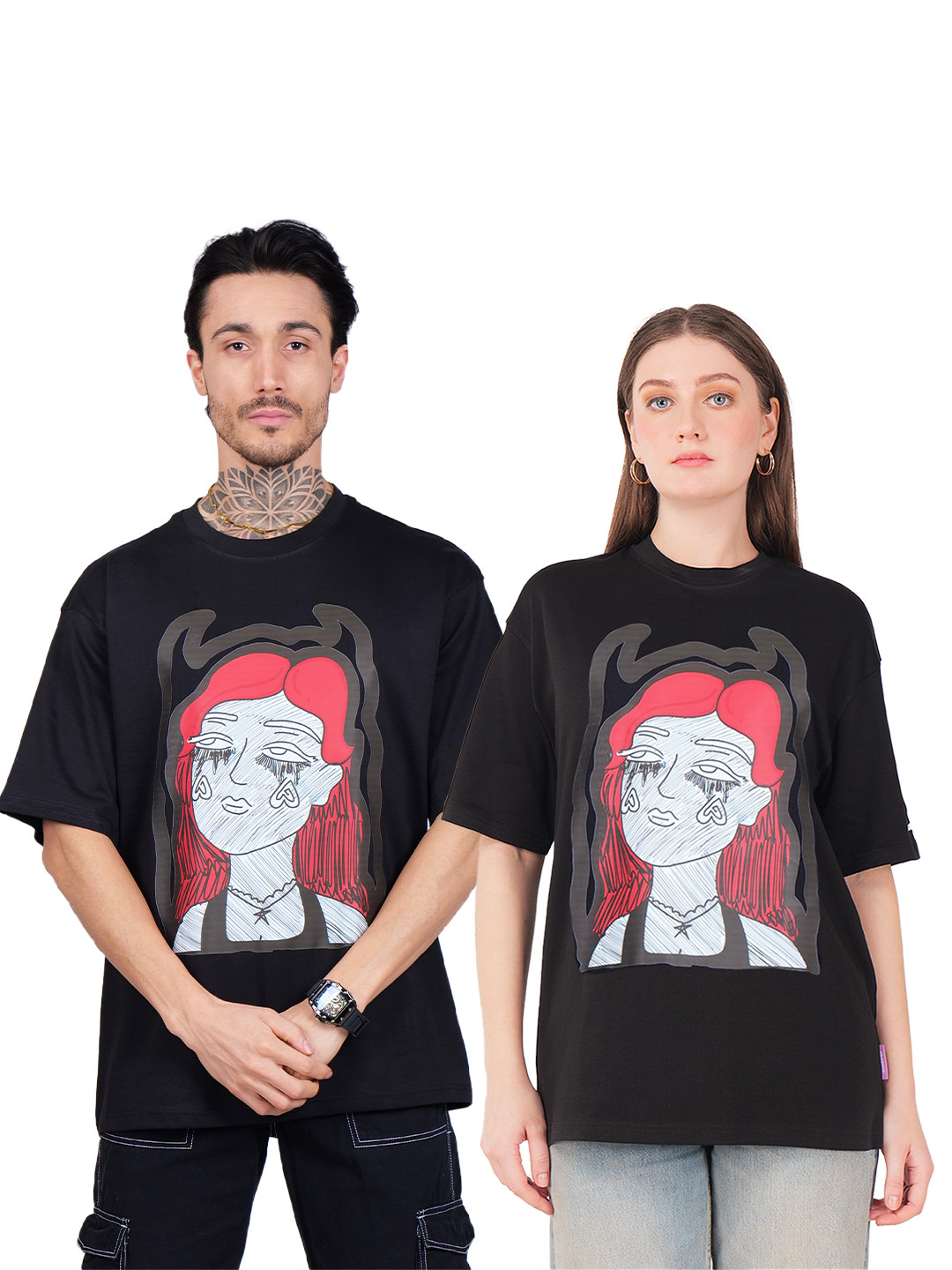 abnorml. Unisex Anxious Graphic Printed Oversized T-shirt