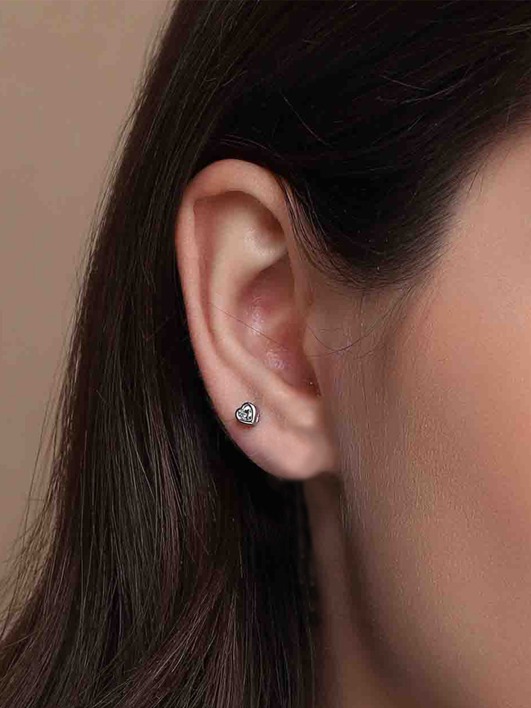 Boldiful Mini Heart Helix Sterling Silver 5A Cubic Zirconia Earstuds