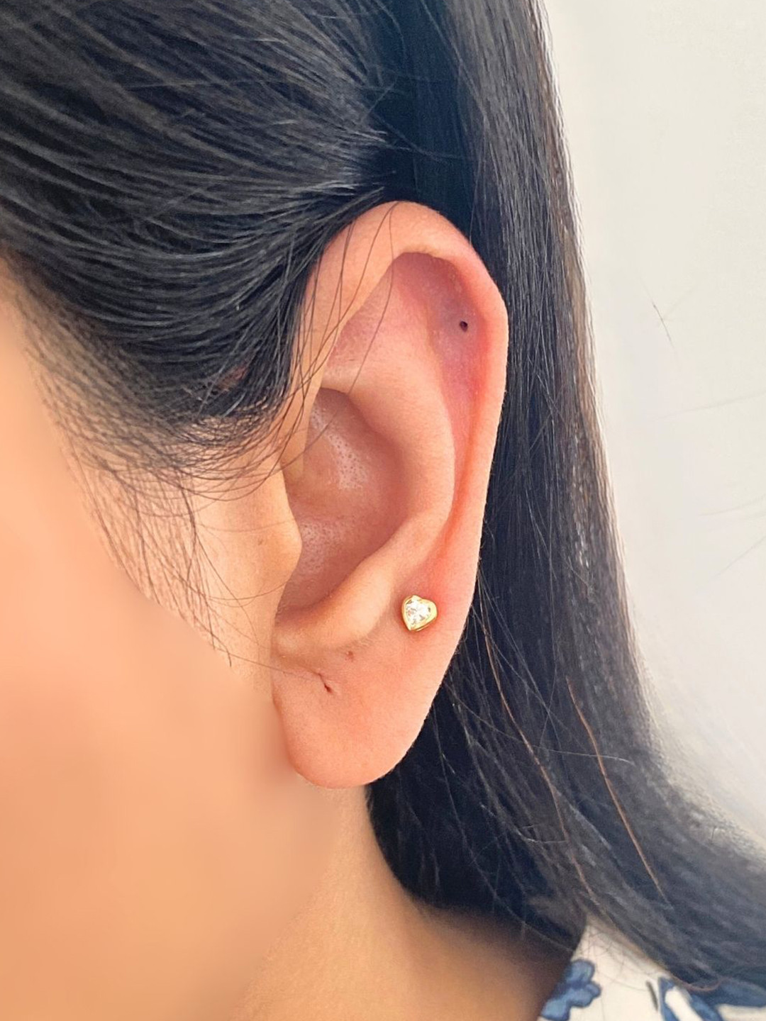 Boldiful Mini Heart Helix 18k Gold Vermeil Earstuds 5A Cubic Zirconia Earring