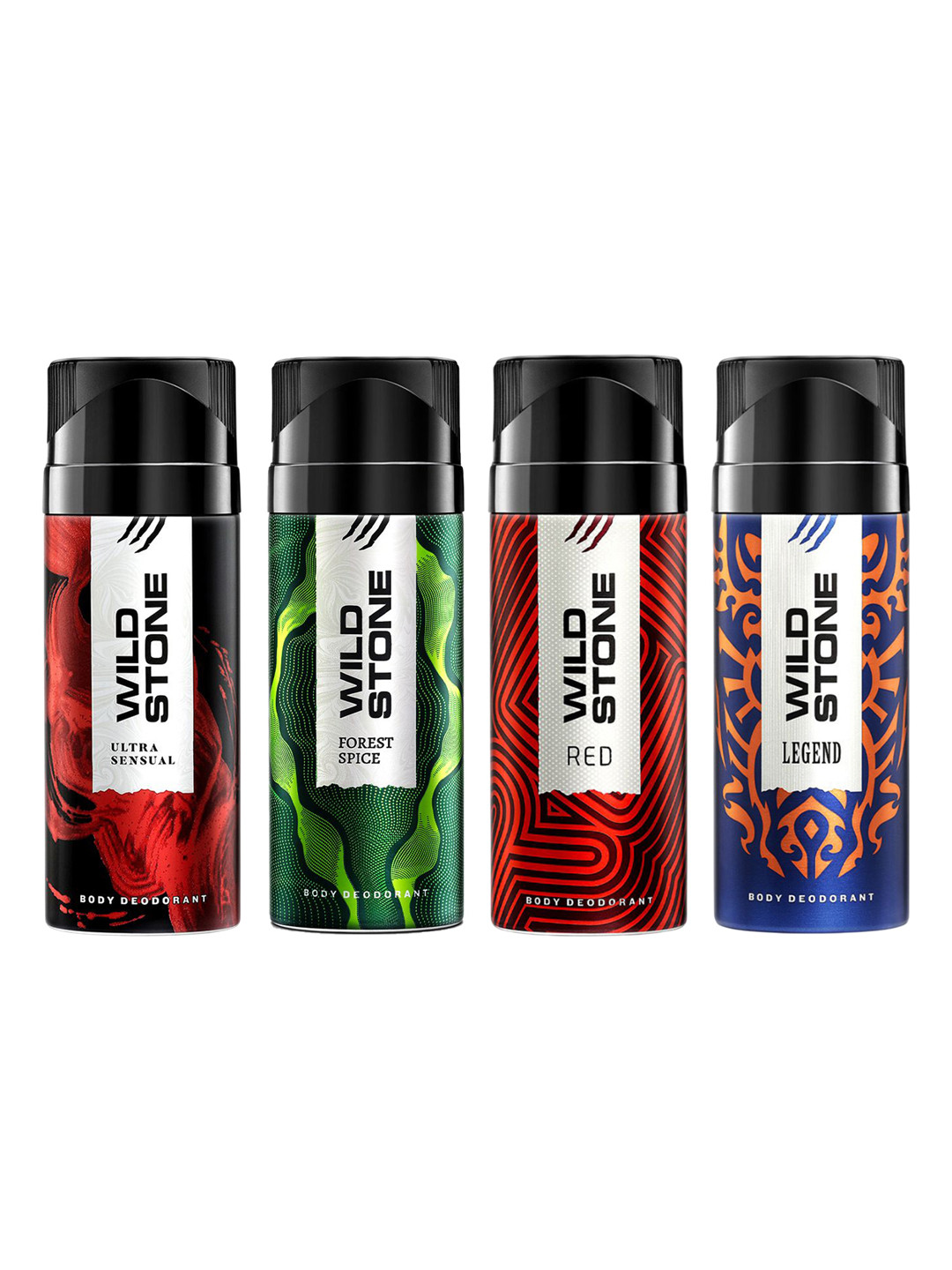Wild stone Men Set of 4 Deodorant 50 ml each - Forest Spice + Red + Legend + Ultra Sensual