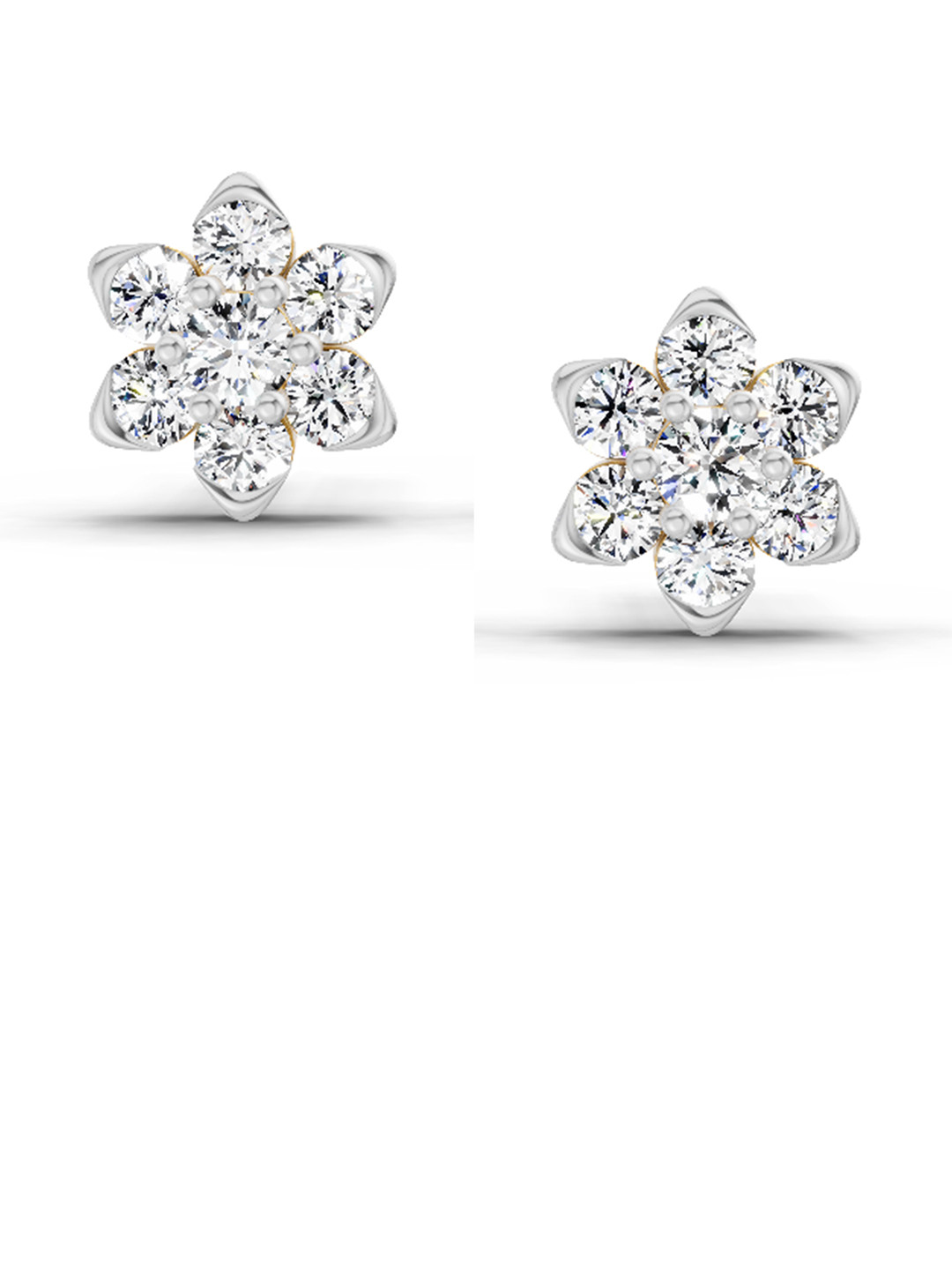 Sparkles 14K Yellow Gold Seven Stone Flower Lab Grown Diamond Stud Earrings 0.67 Ct