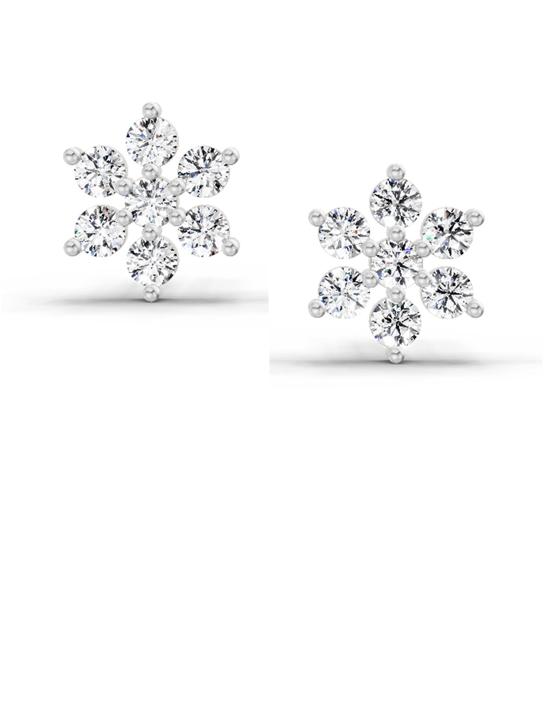 Sparkles 14K White Gold 0.62 Ct Lab Grown Diamonds Floral Earrings