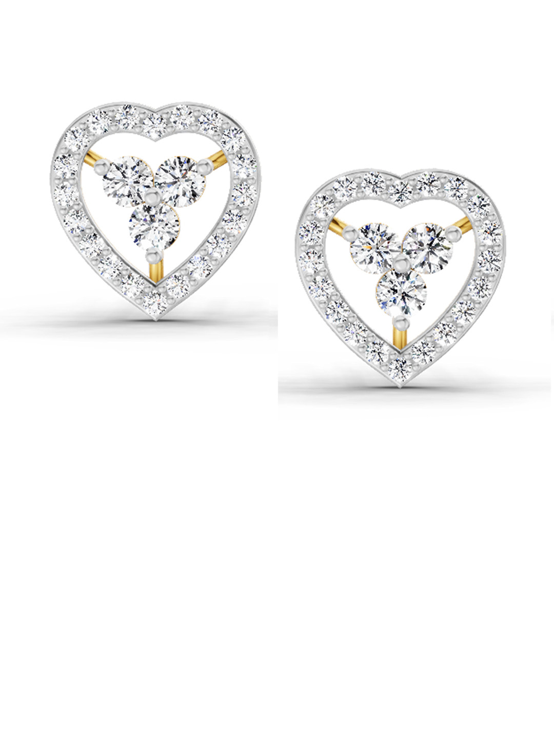 Sparkles 14K Yellow Gold Heart Halo Lab Grown Diamond Stud Earring 0.63 Ct