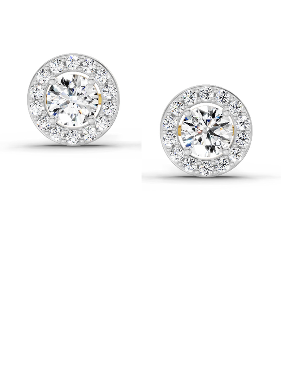 Sparkles 14K Yellow Gold Halo Lab Grown IGI Certified Round Shape Diamond Stud Earrings 0.75 Carat