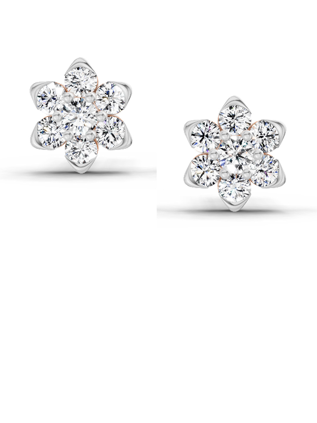 Sparkles Seven Stone Flower Lab Grown Diamond Stud Earrings 0.67 Ct 14K Rose Gold
