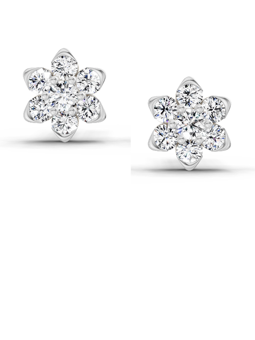 Sparkles 14K White Gold 0.67 Ct Lab Grown Diamond Seven Stone Flower Stud Earrings