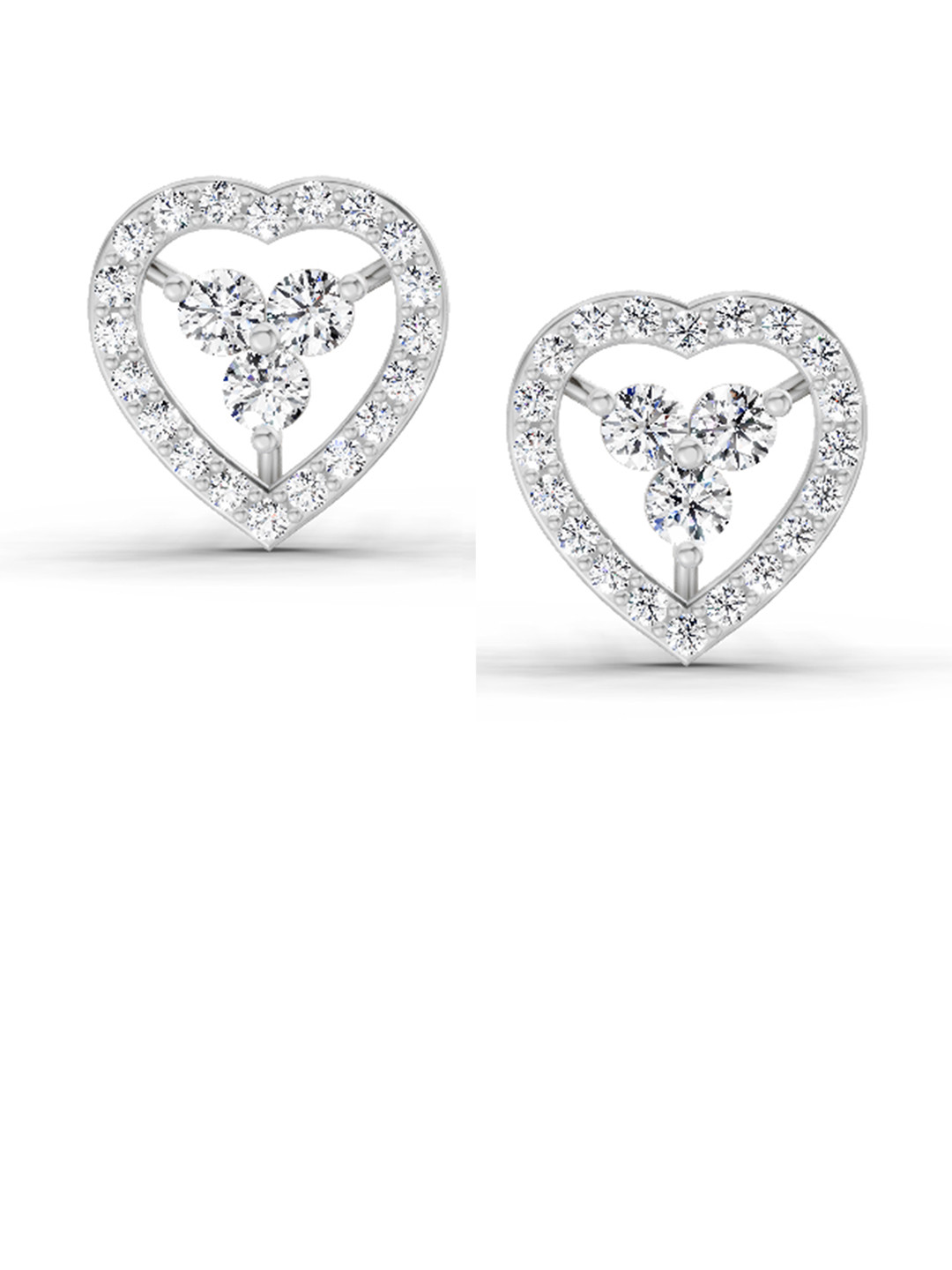 Sparkles 14K White Gold 0.63 Ct Lab Grown Diamond Heart Halo Stud Earrings