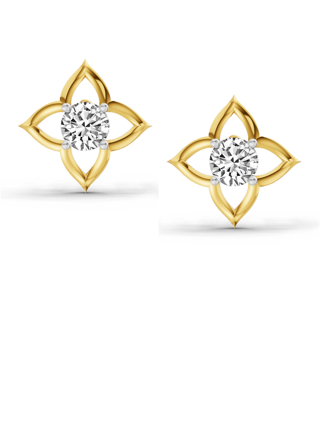 Sparkles Flower Lab Grown Diamond Earring 0.76 Ct 14K Yellow Gold