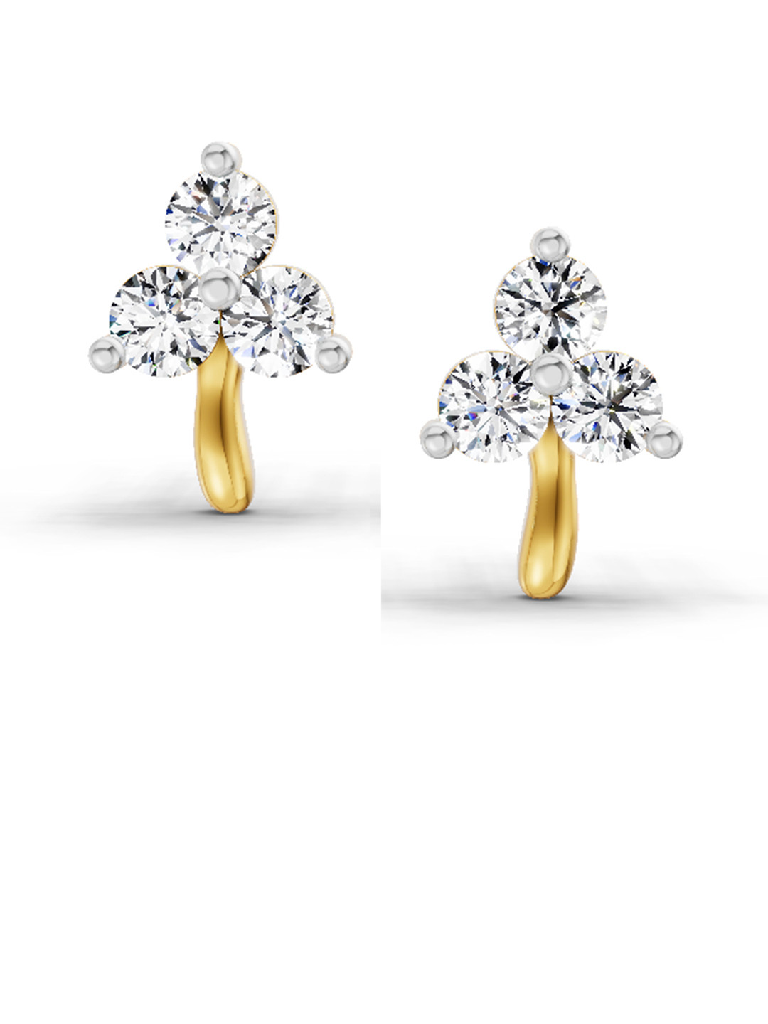 Sparkles 14K Yellow Gold 0.52 Ct Lab Grown Diamond 3 Stone Stud Earring