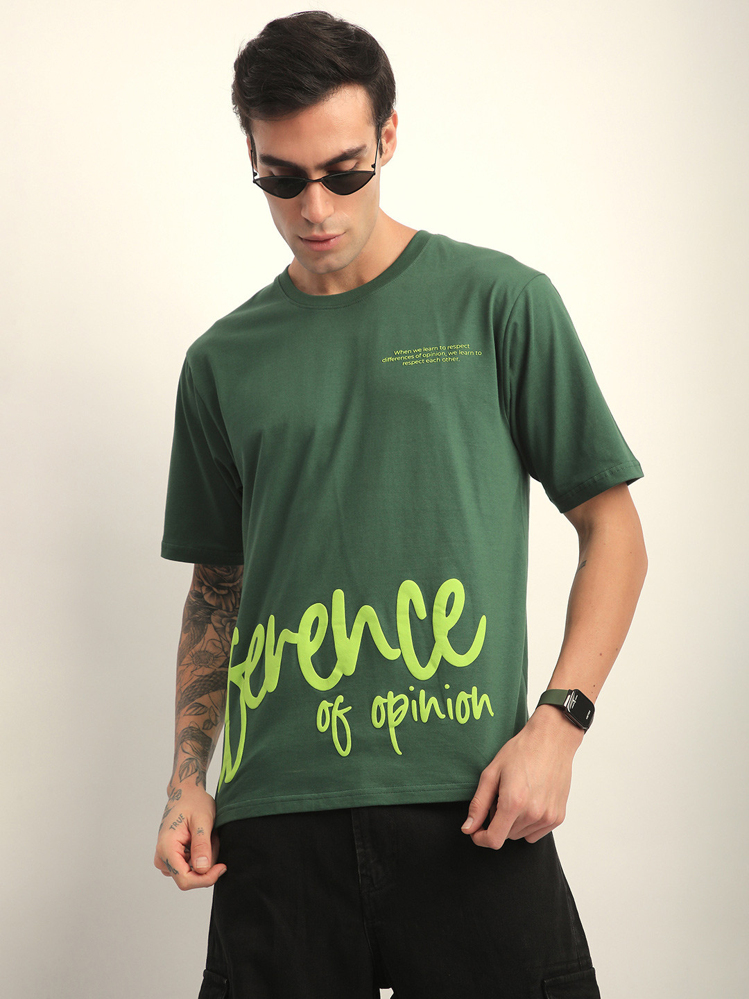 Difference Of Opinion Men Short Sleeve Oversized Crew Neck Printed Tshirt