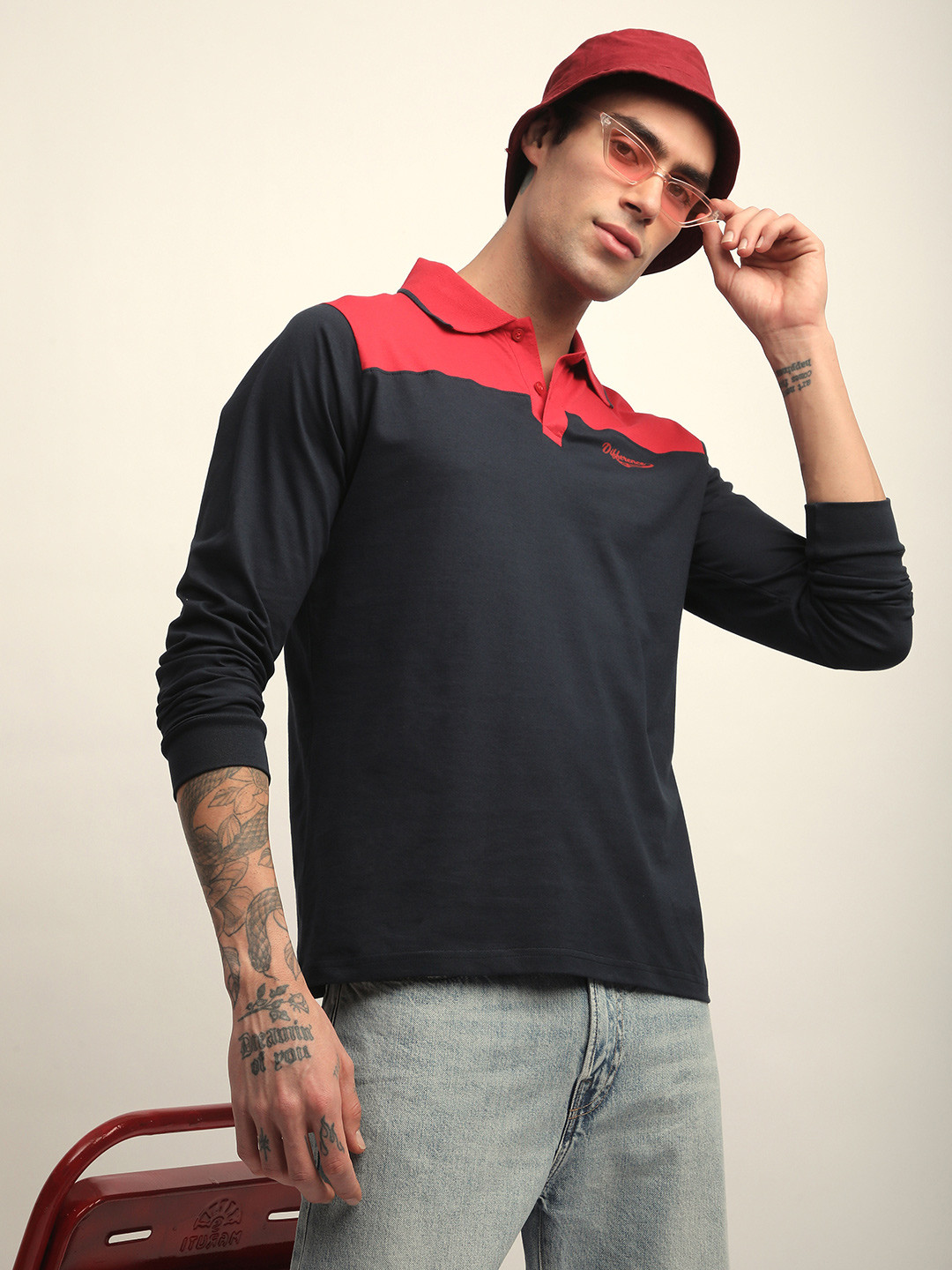 Difference Of Opinion Men Long Sleeve Regular Fit Polo Tshirt