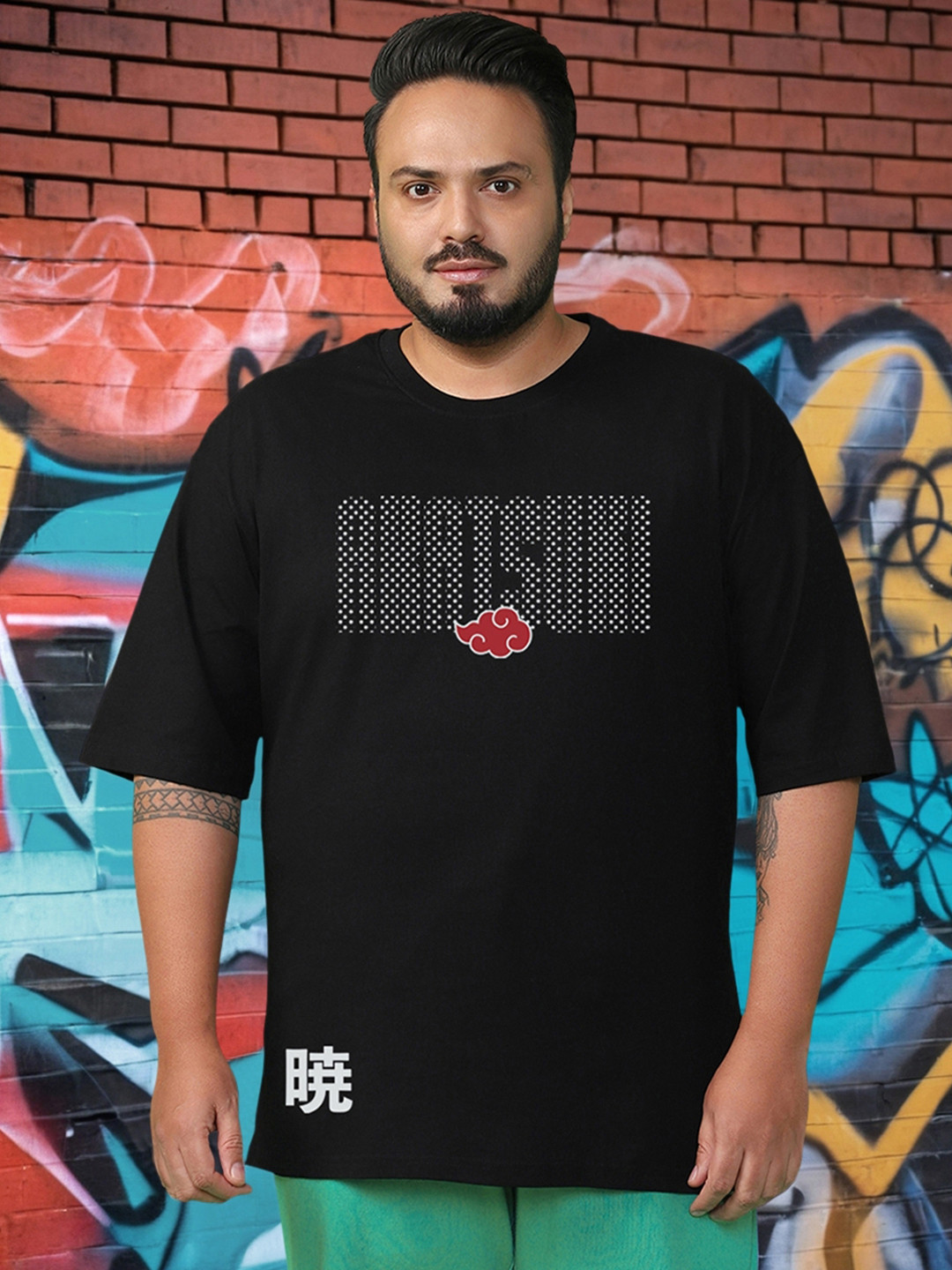 Bewakoof Plus Men Men Plus Size Official Naruto Merchandise Printed Oversized T-shirt