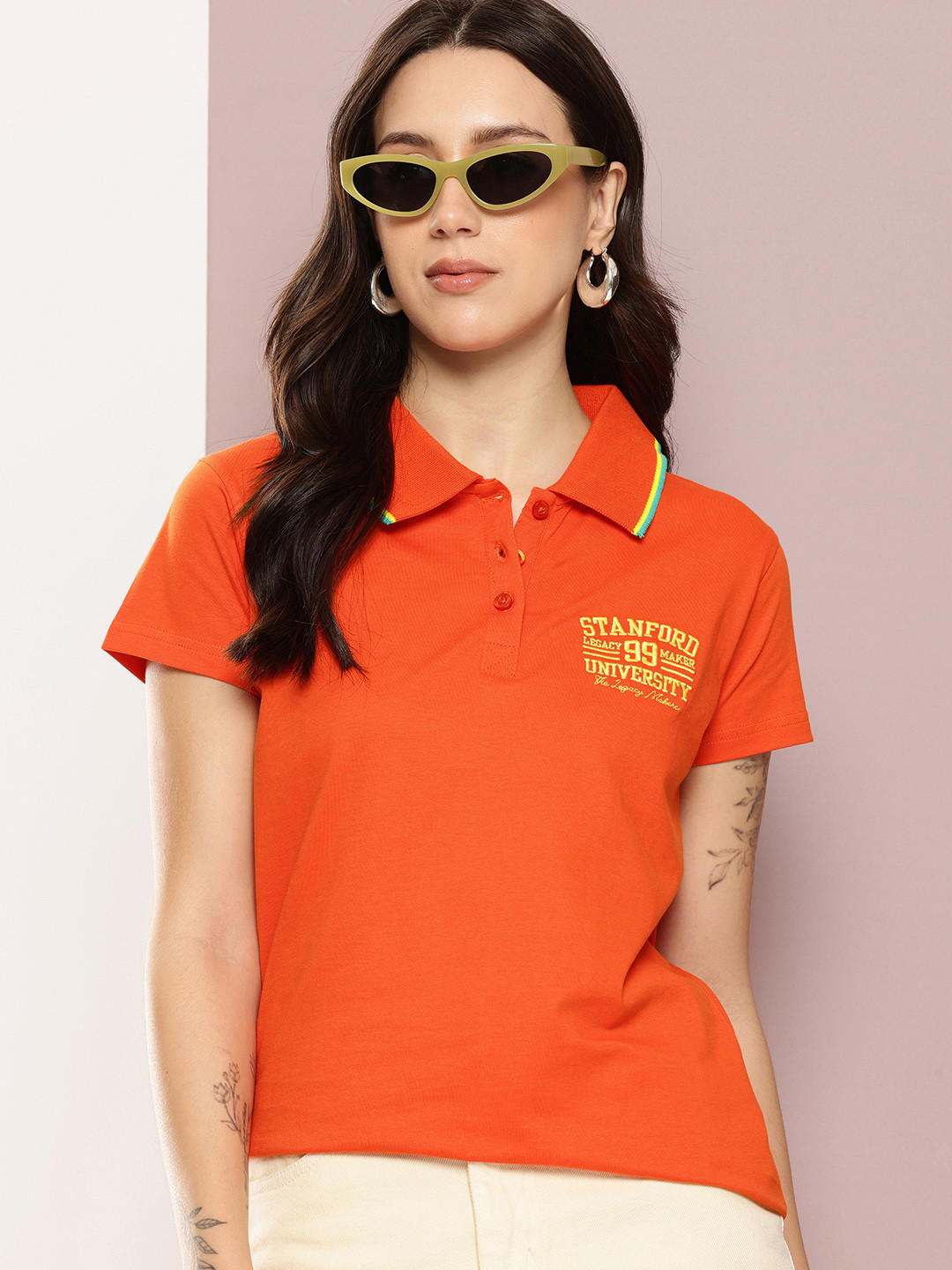 DILLINGER Women's Regular Fit Badge Embroidery Polo Tshirt
