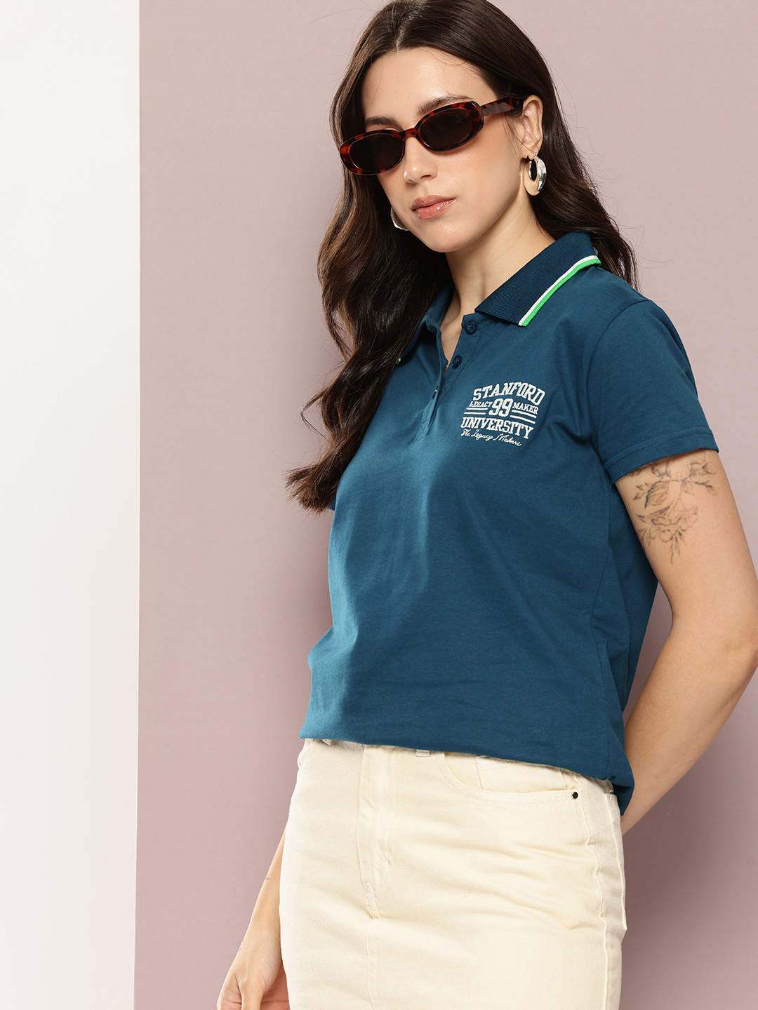 DILLINGER Women's Regular Fit Badge Embroidery Polo Tshirt