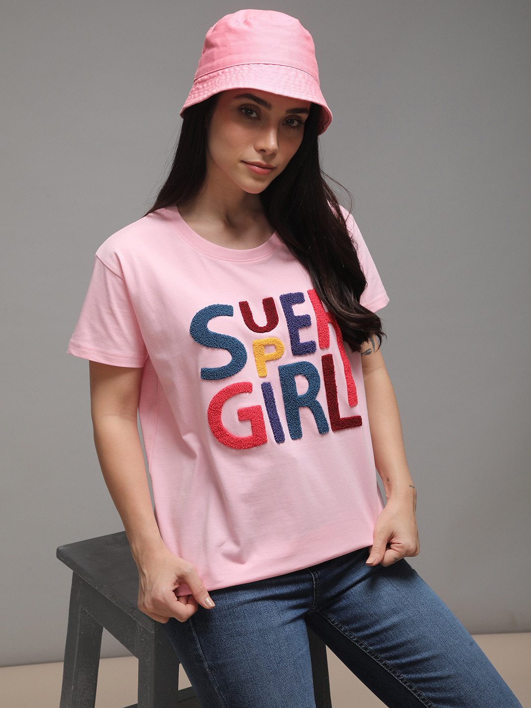 DILLINGER Women Boxy Regular Chinley Embroidery T-shirt