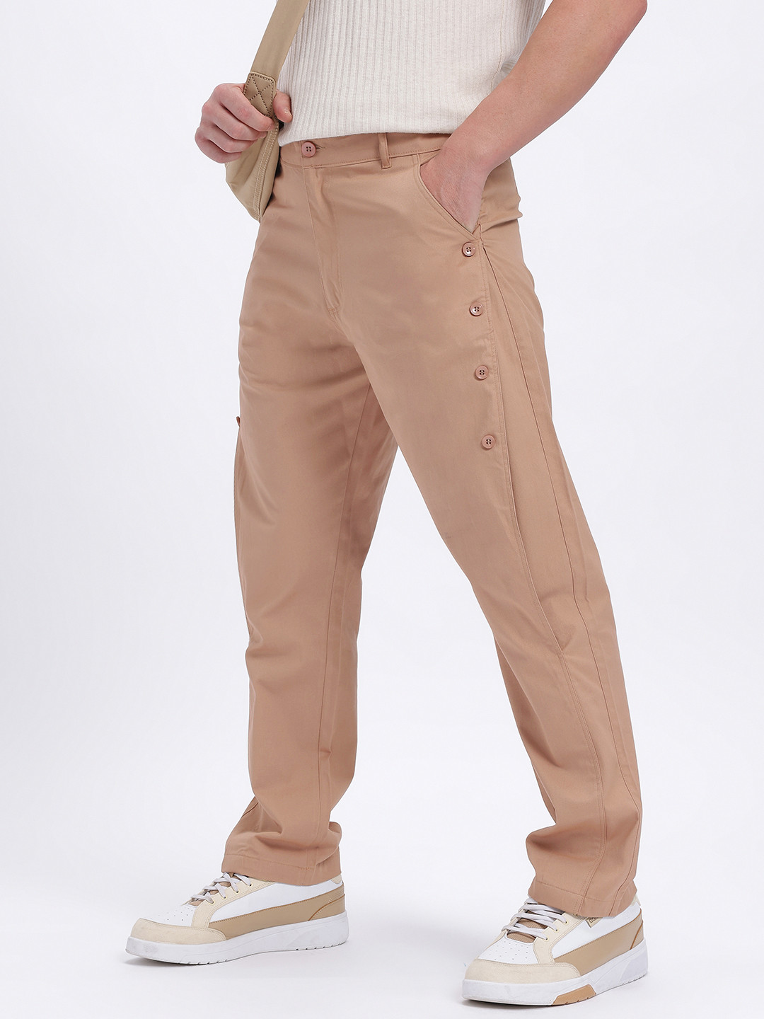 glitchez Men Overlapped Detail Relaxed Fit Trousers