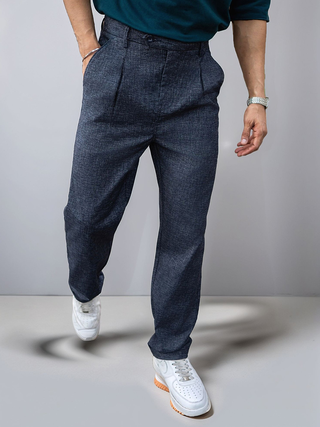 Maniac Men Comfort Pleated Korean Fit Trouser