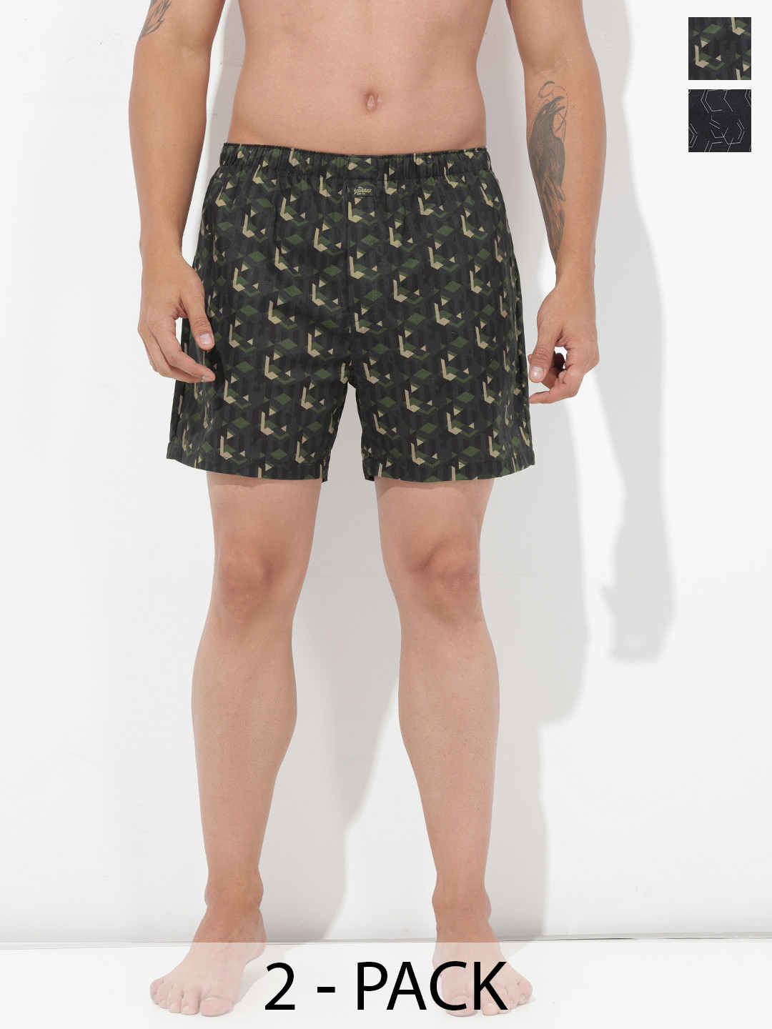 The Roadster Life Co. Pack Of 2 Printed Pure Cotton Boxers