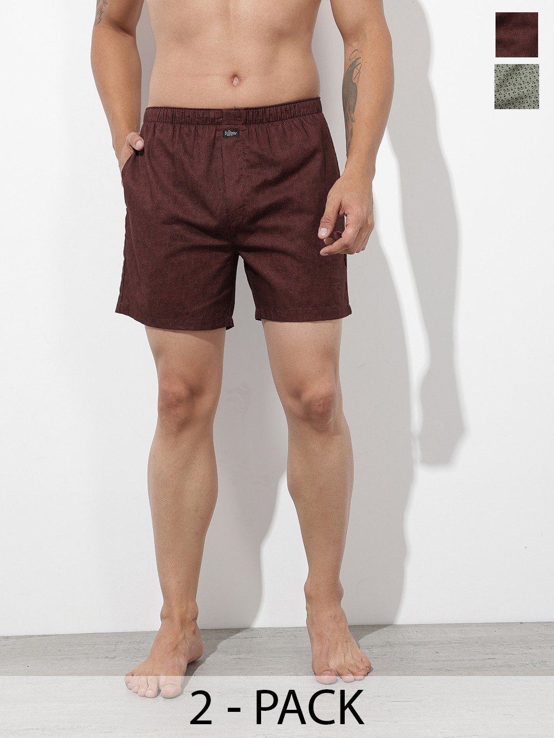 The Roadster Life Co. Pack Of 2 Printed Pure Cotton Boxers
