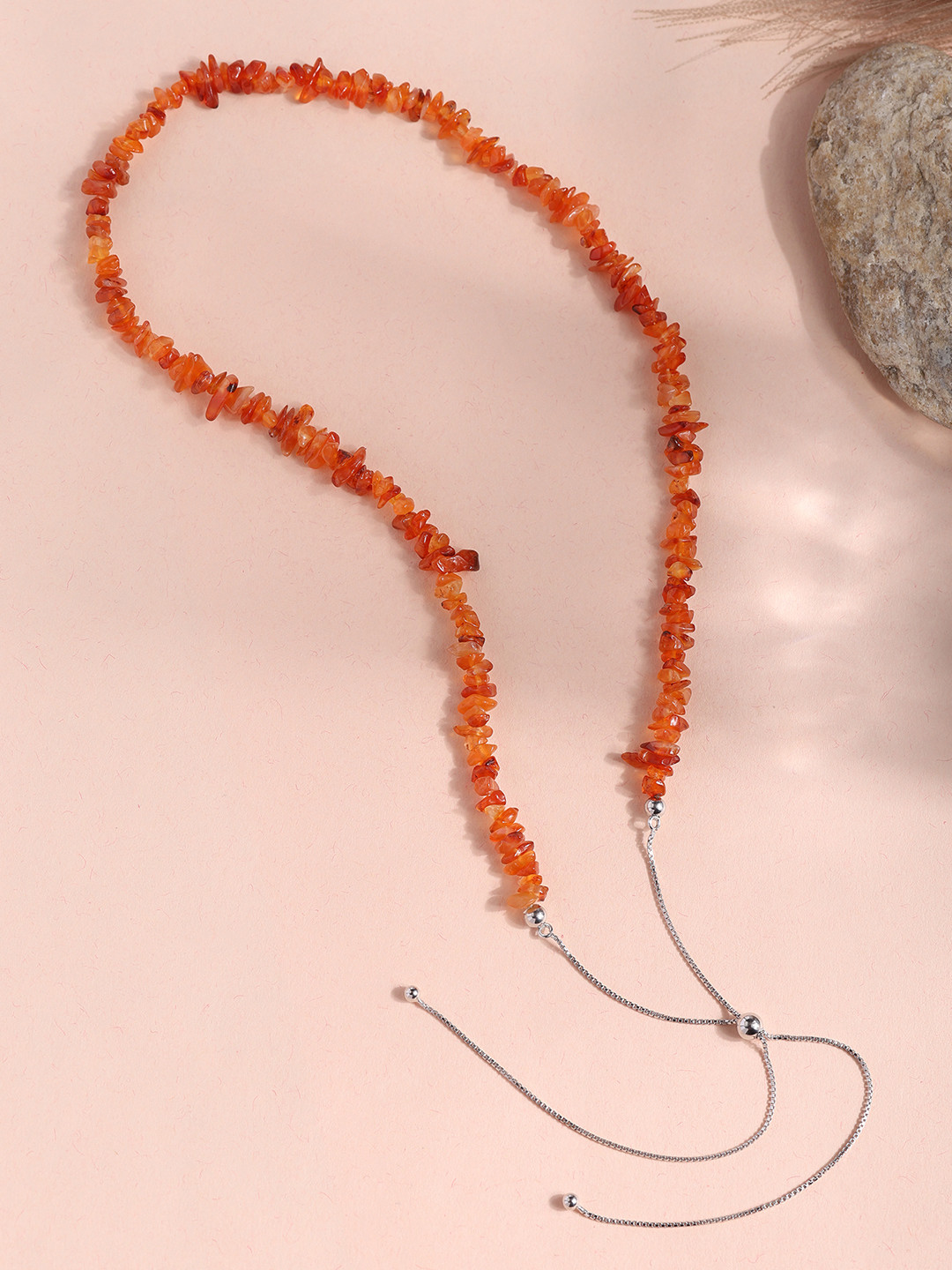 Ornate Jewels 925 Silver Carnelian Raw Chips Necklace