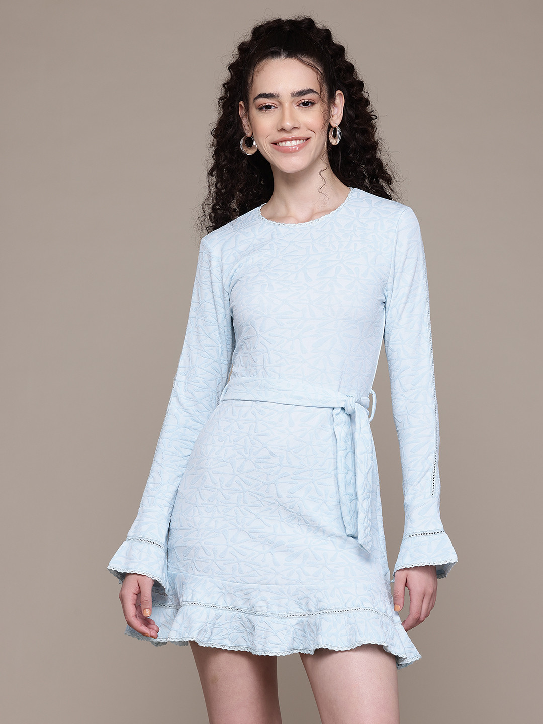 Freehand by The Indian Garage Co Self Design A-Line Mini Dress