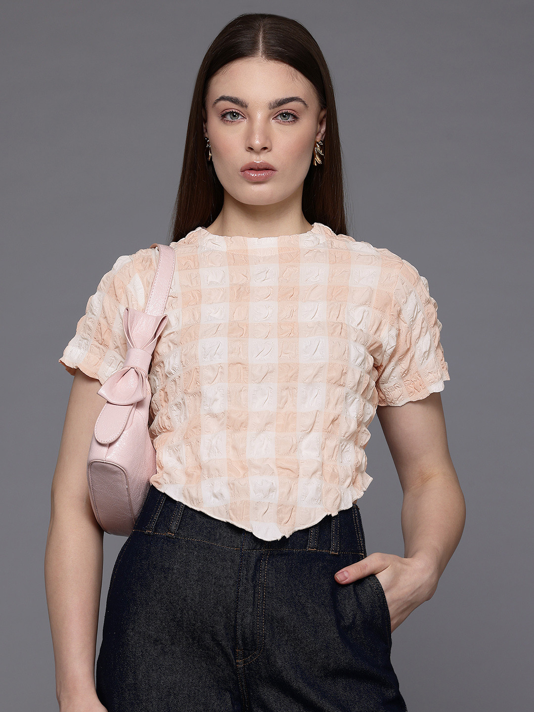 Freehand by The Indian Garage Co Checked Crop Top