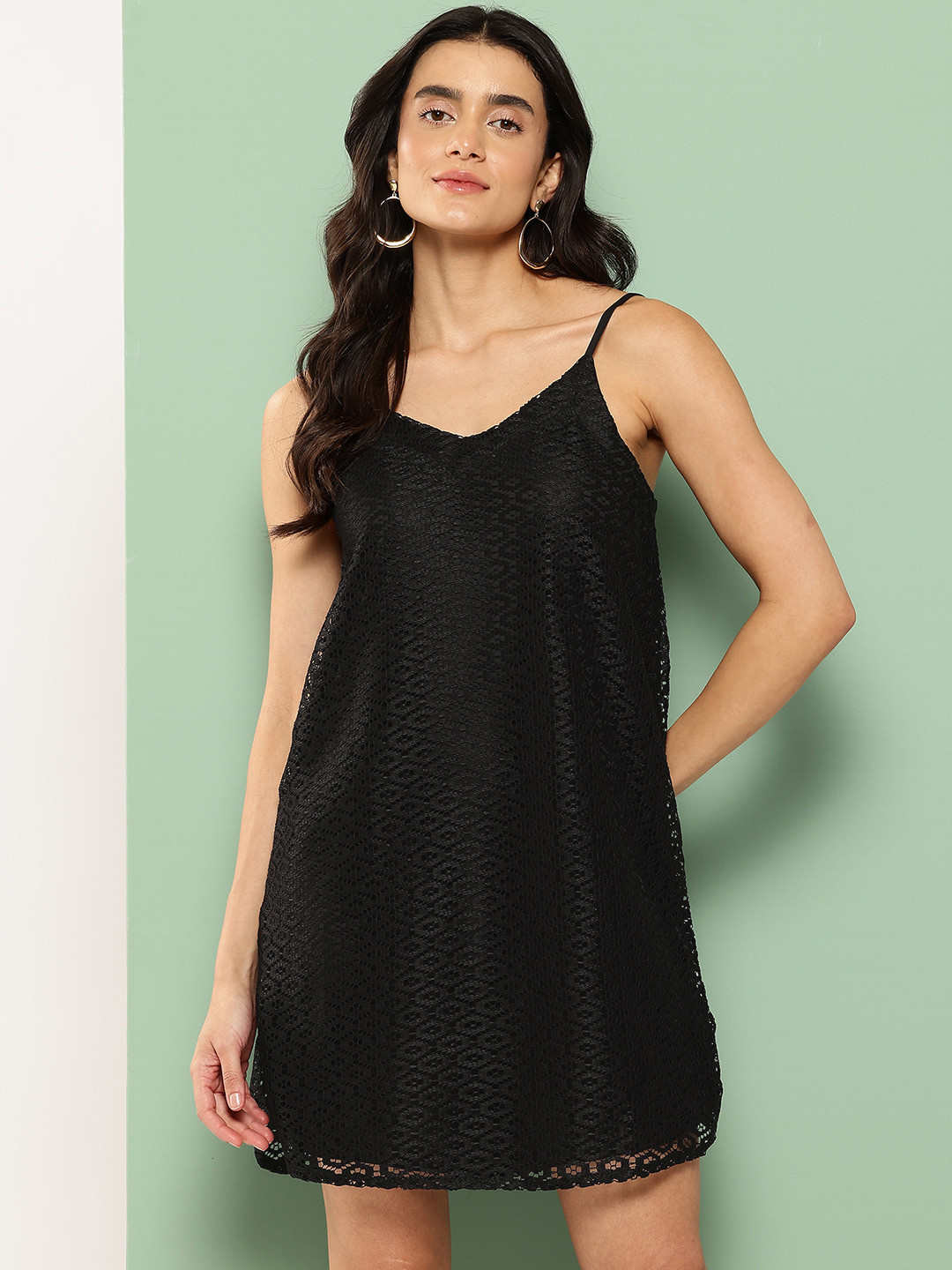 Killer Shoulder Straps Lace A-Line Dress