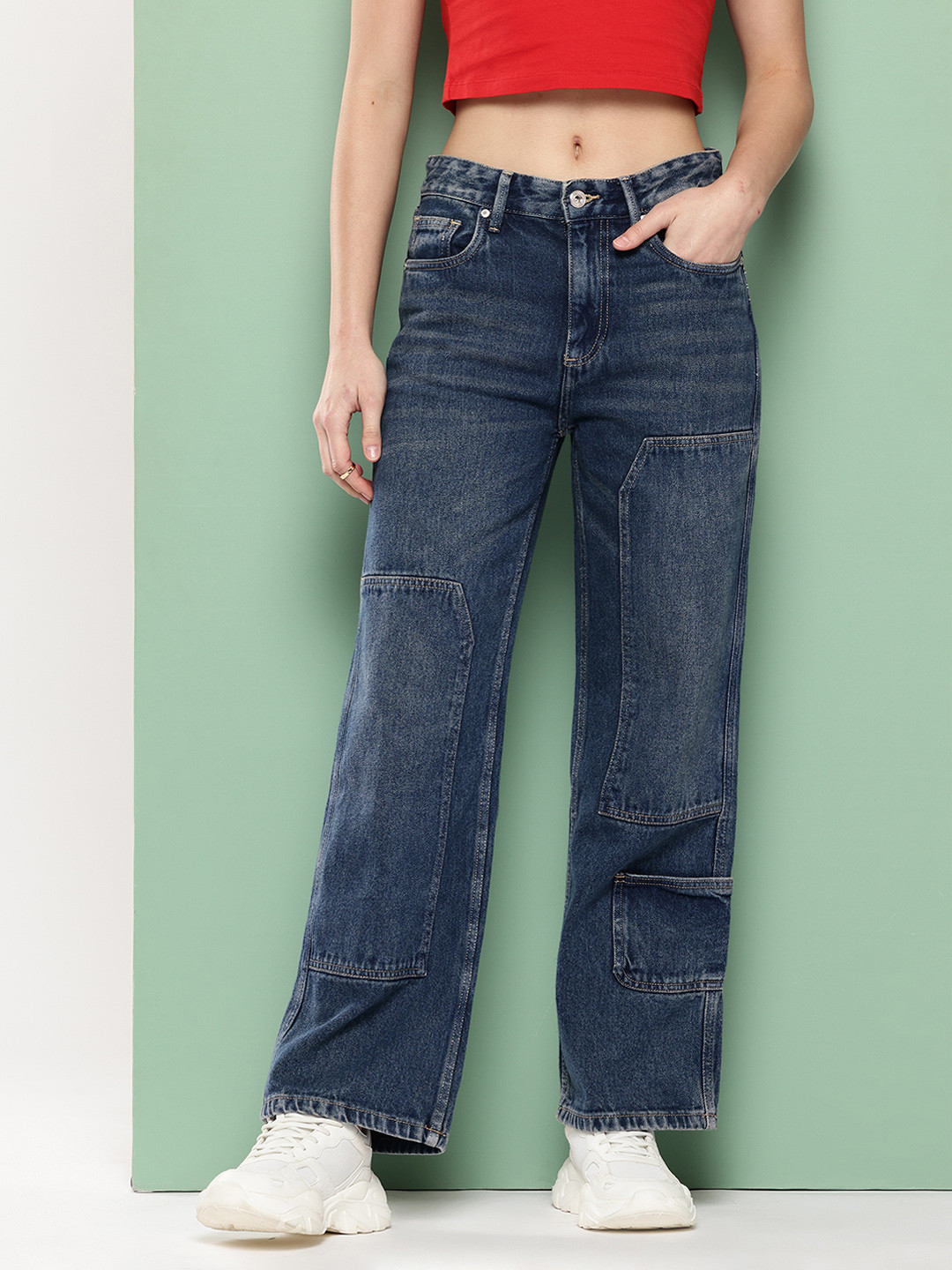 Killer Women Panelled Mid-Rise Light Fade Wide Leg Jeans