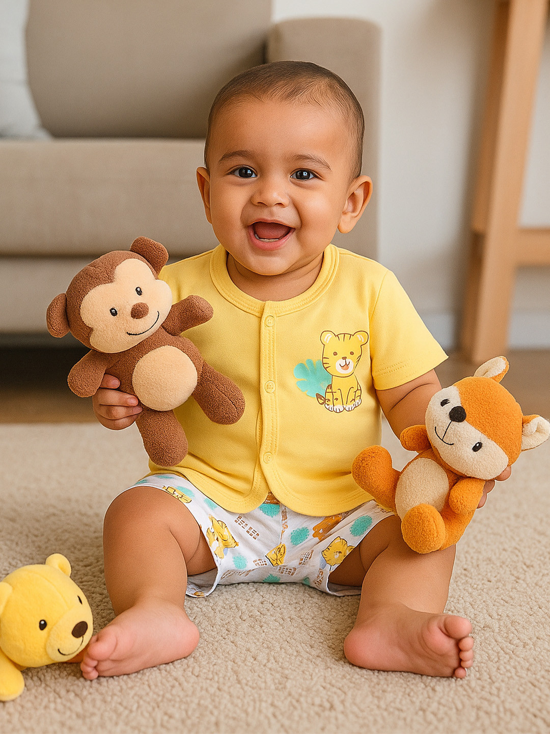 MeeMee Kids Short Sleeves Pure Cotton Shirt With Shorts