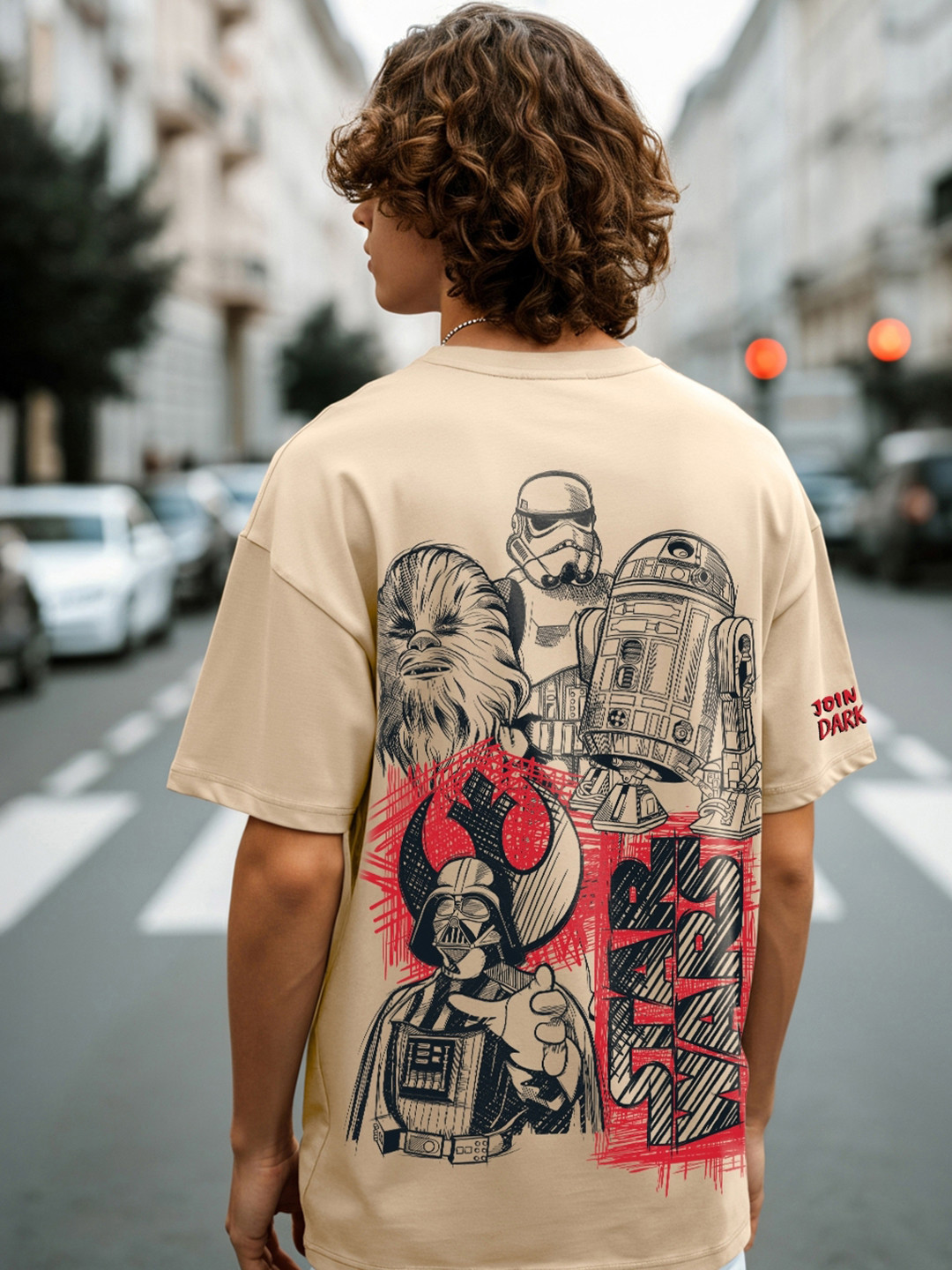 Bewakoof Men Star Wars Merchandise Printed Pure Cotton Oversized T-shirt